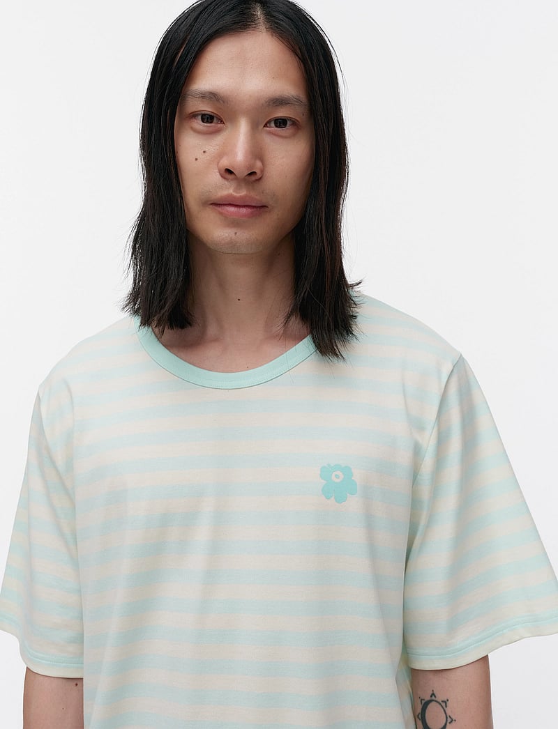 Marimekko - TASARAITA UNISEX UNIKKO SS - t-shirts - turquoise, off white - 5