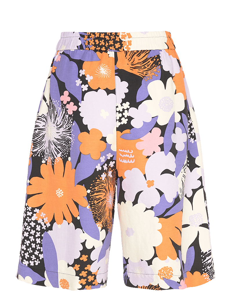 Marimekko - KASVISTO SUVIKIMPPU - linneshorts - lilac, orange, black, off whi. - 2