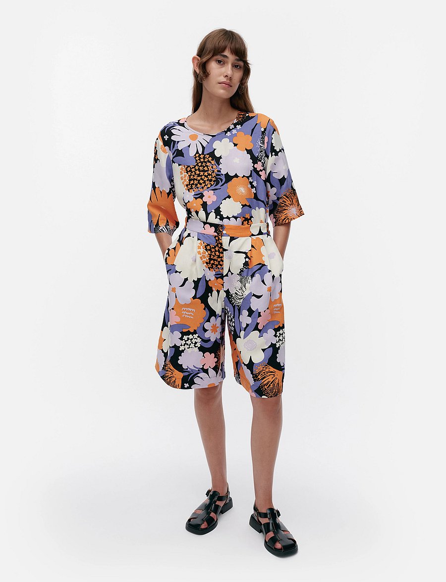 Marimekko - KASVISTO SUVIKIMPPU - hørshorts - lilac, orange, black, off whi. - 0