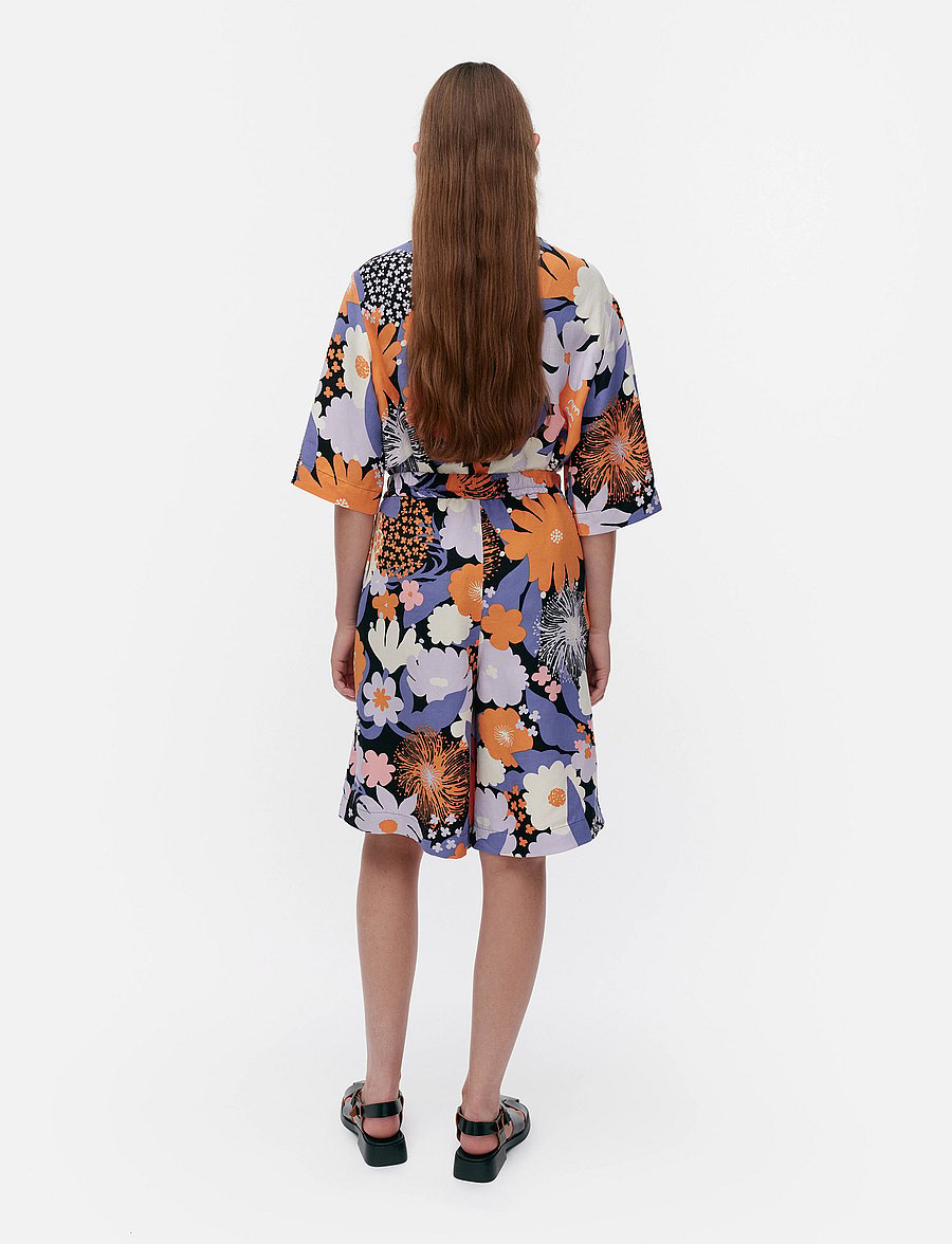 Marimekko - KASVISTO SUVIKIMPPU - hørshorts - lilac, orange, black, off whi. - 3