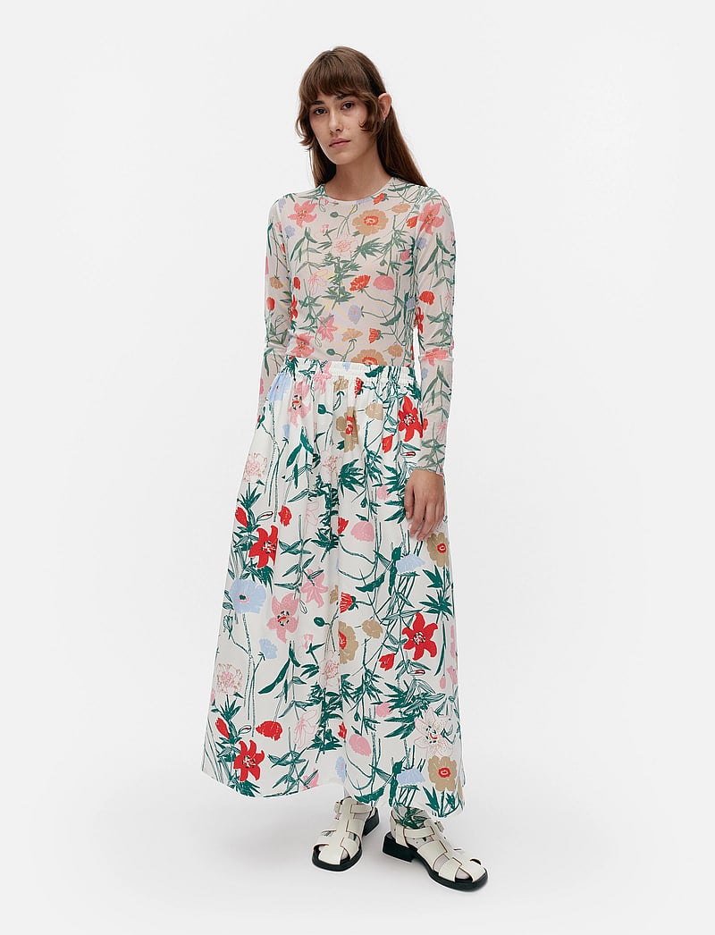 Marimekko - BUKLEE PERENNA - midi-röcke - white, green, red, brown - 0