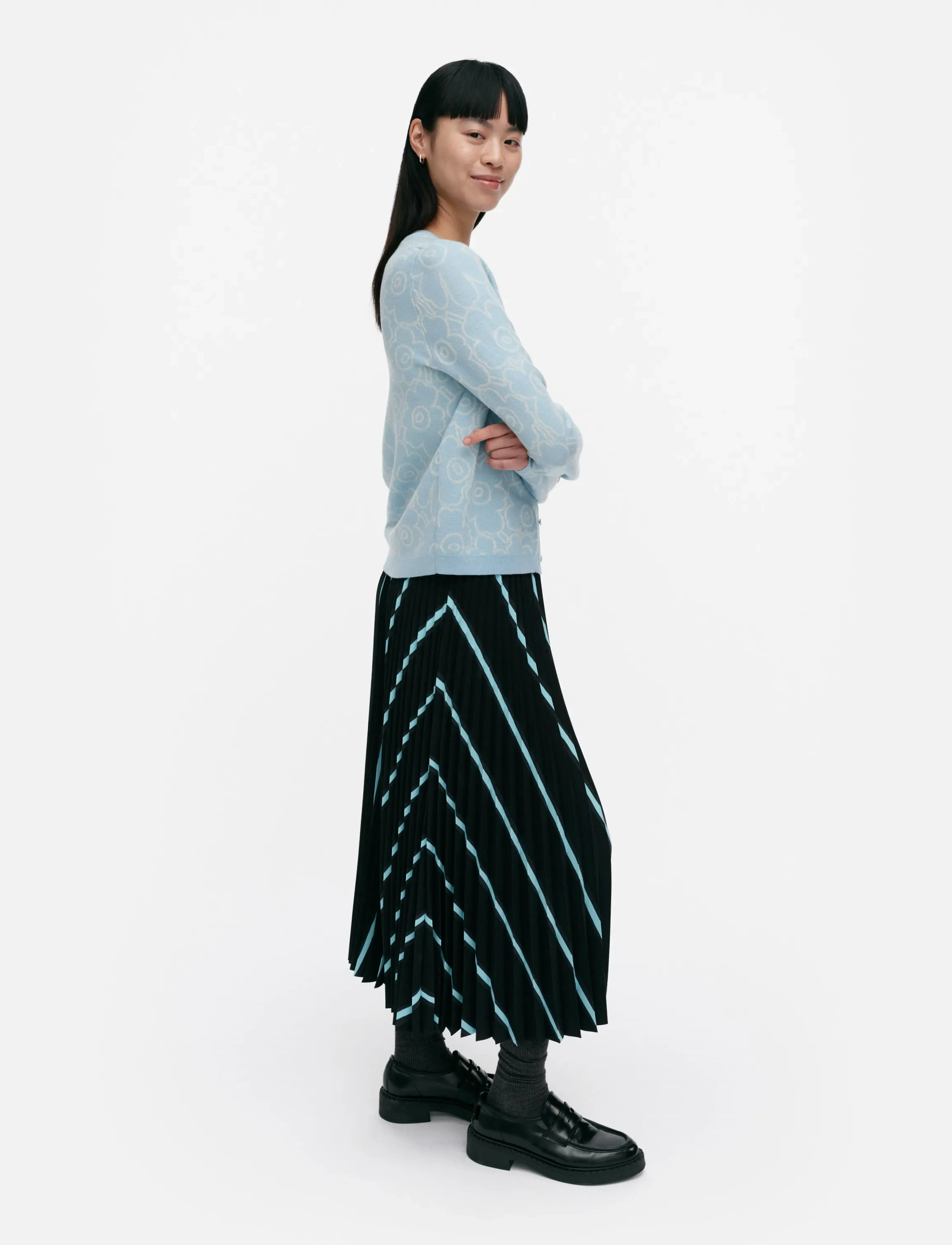 Marimekko - RWS MUTKA MINI PIIRTO UNIKKO - susegamieji megztiniai - light blue, off white - 4