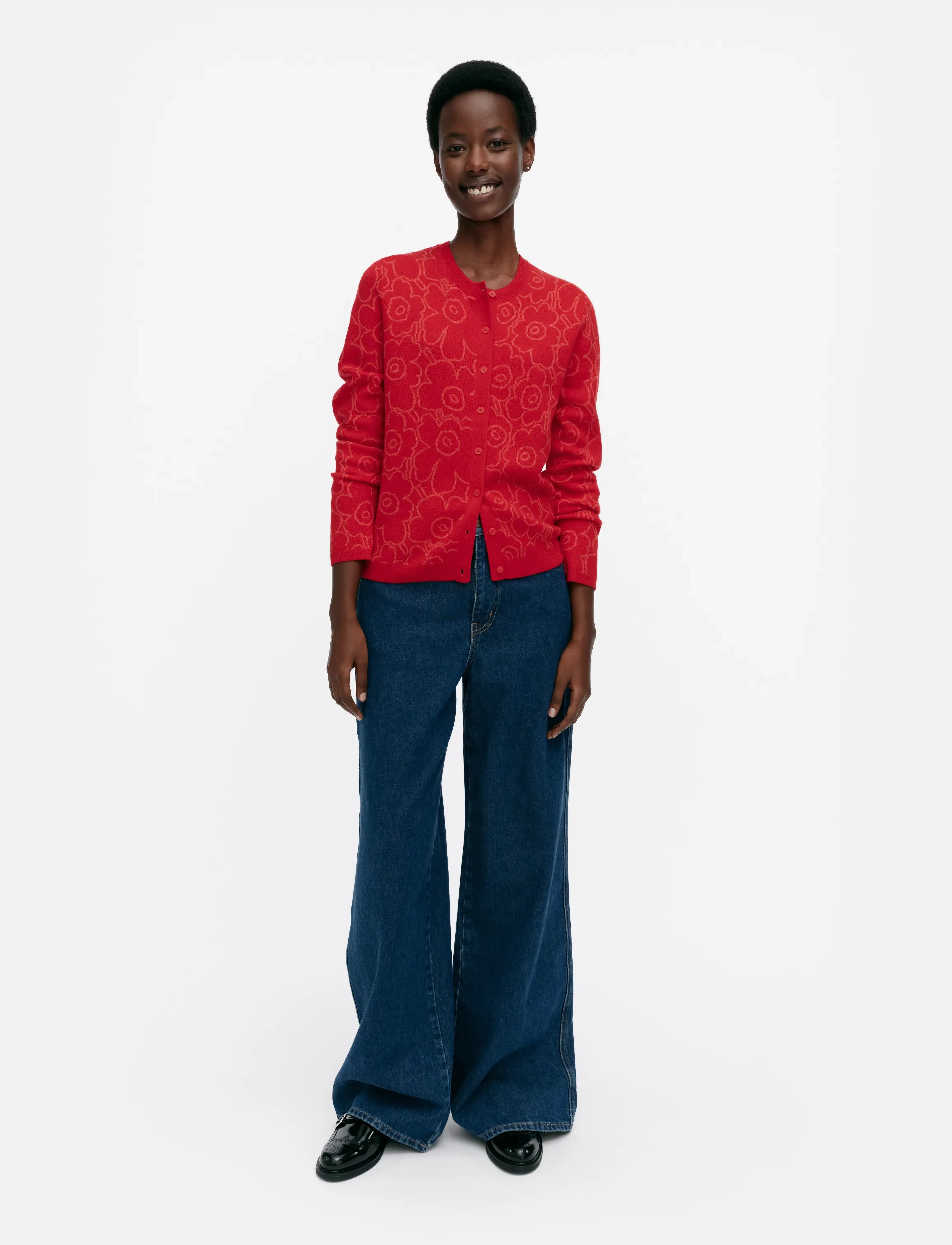 Marimekko Rws Mutka Mini Piirto Unikko, Kvinder, Mønstret Cardigan, Pink, Str: S