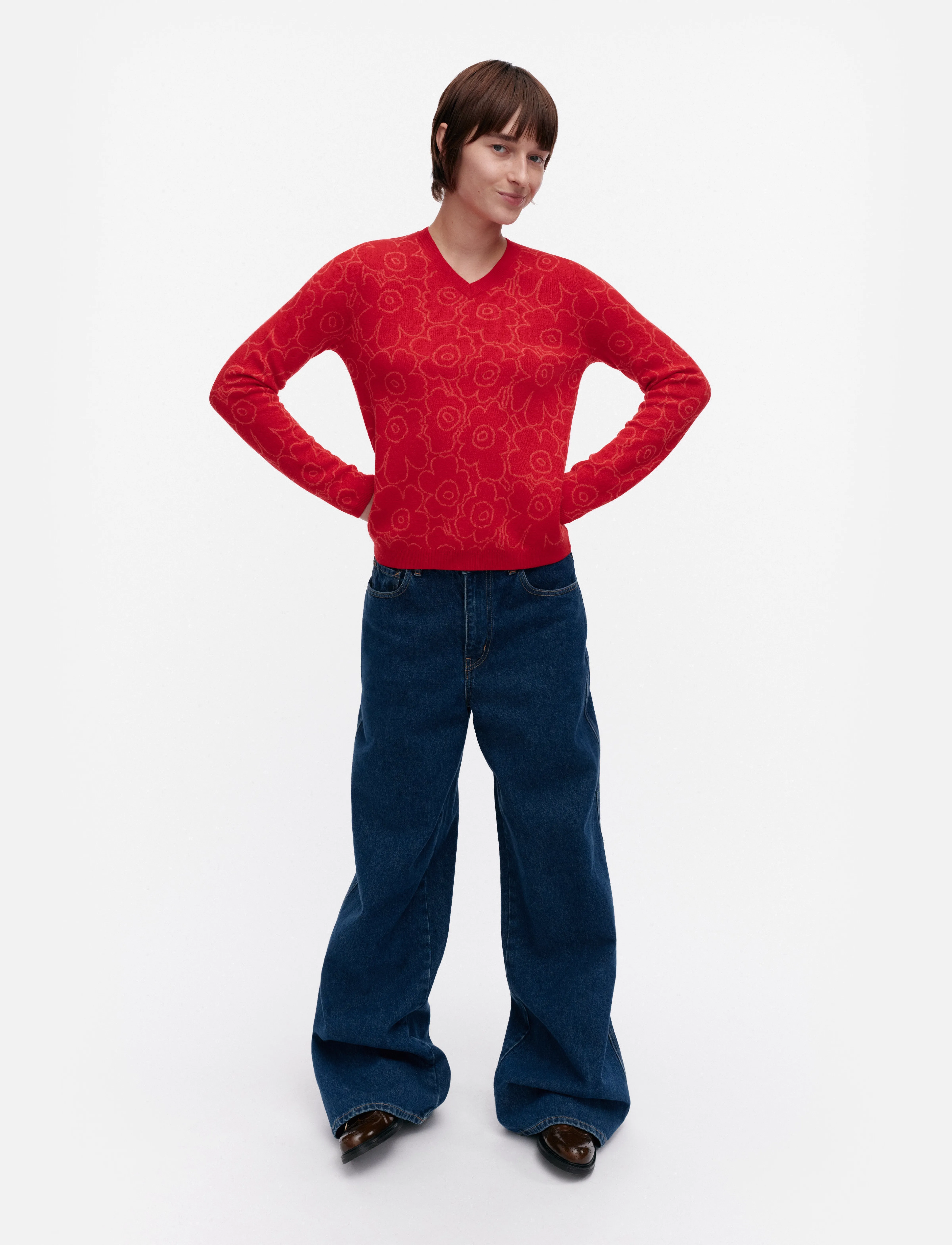 Marimekko Rws Rullata Mini Piirto Unikko, S, Red, Strik > Trøjer, Dame