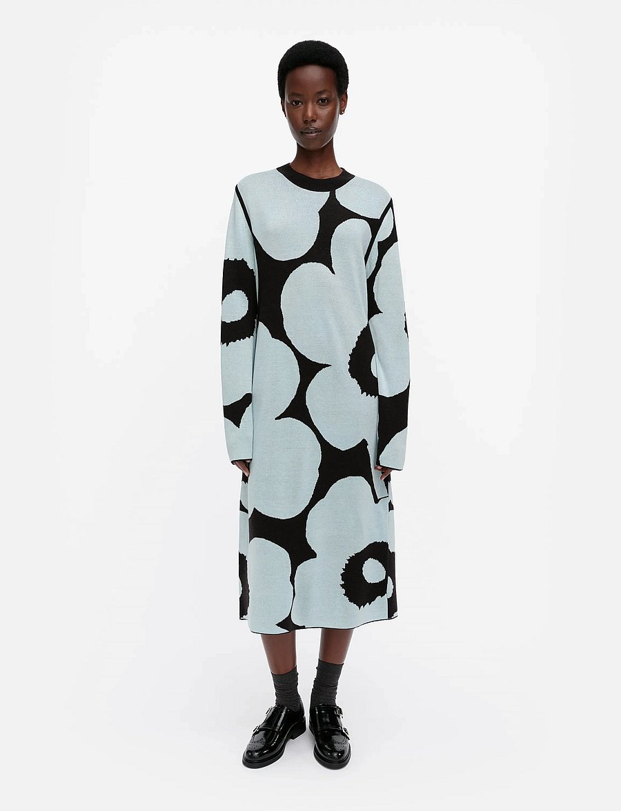 Marimekko - ENNALLAAN UNIKKO - strickkleider - dark brown, light blue - 0