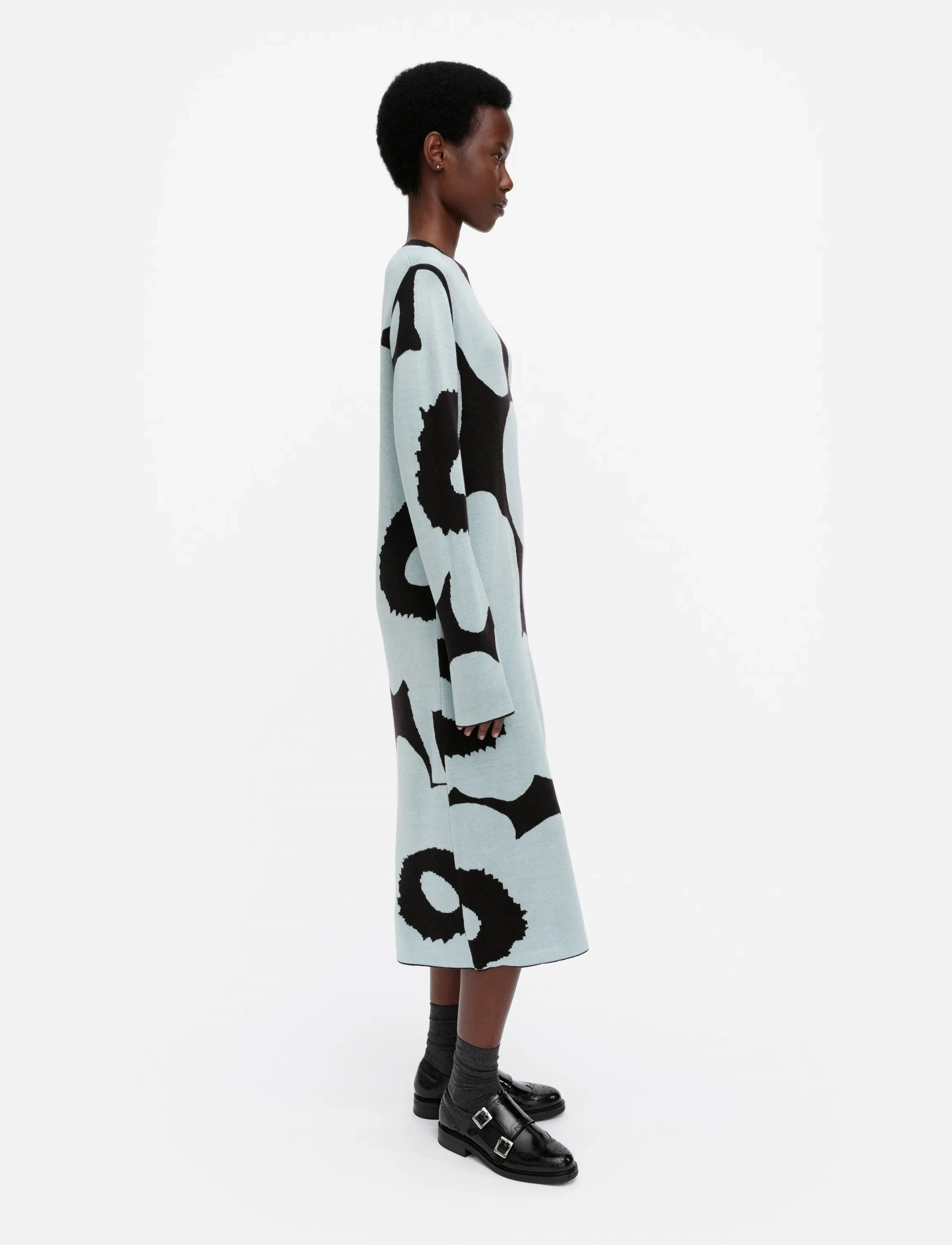 Marimekko - ENNALLAAN UNIKKO - knitted dresses - dark brown, light blue - 4