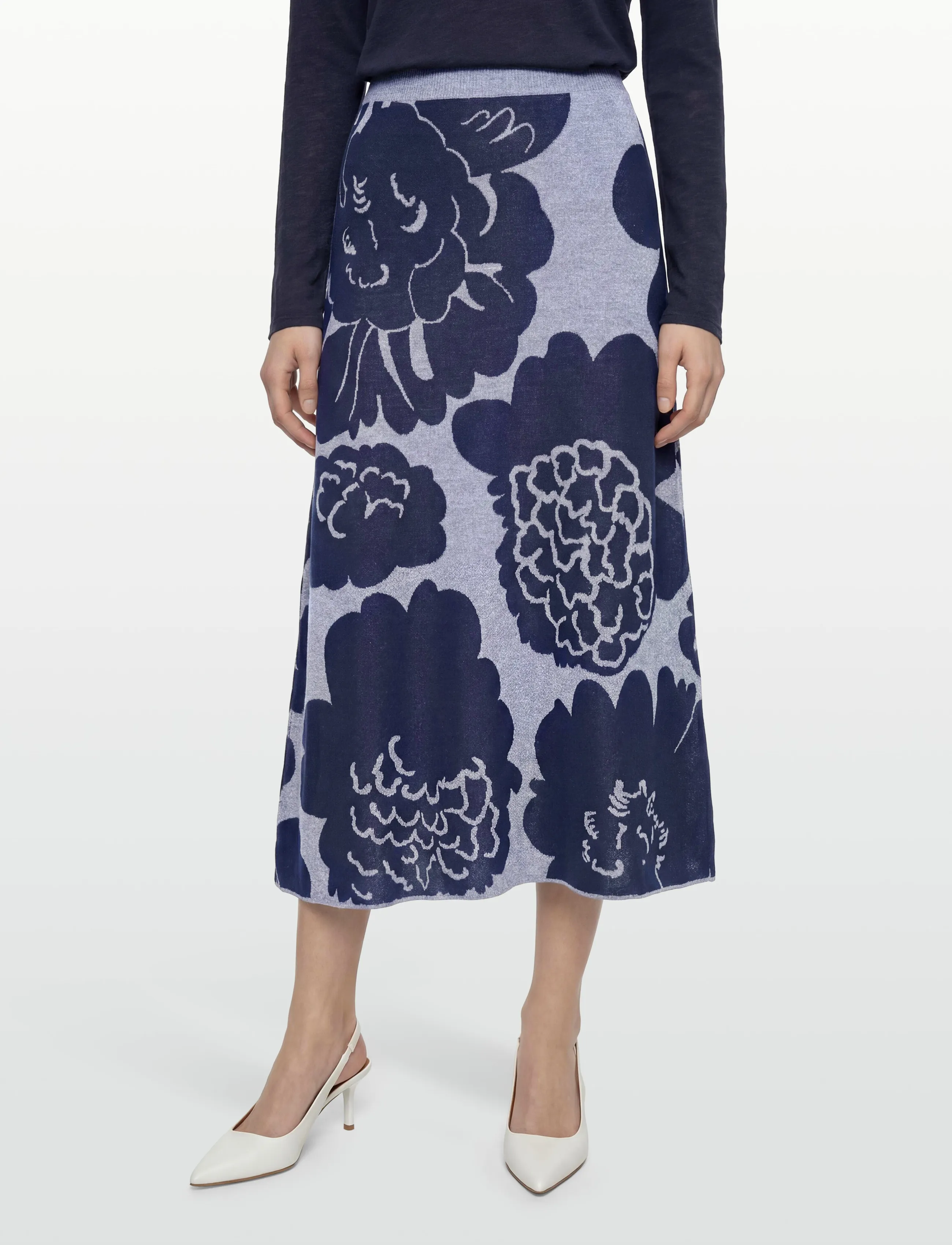 Marimekko - SIVELLYS PIONI - vidutinio ilgio sijonai - dark navy, dark navy - 3