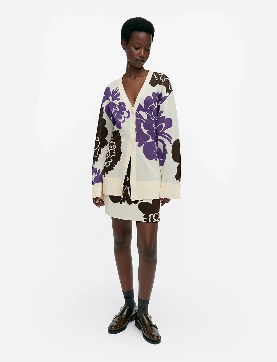 Marimekko - LUMOAVA PIONI - cardigans - light beige, brown, violet - 0