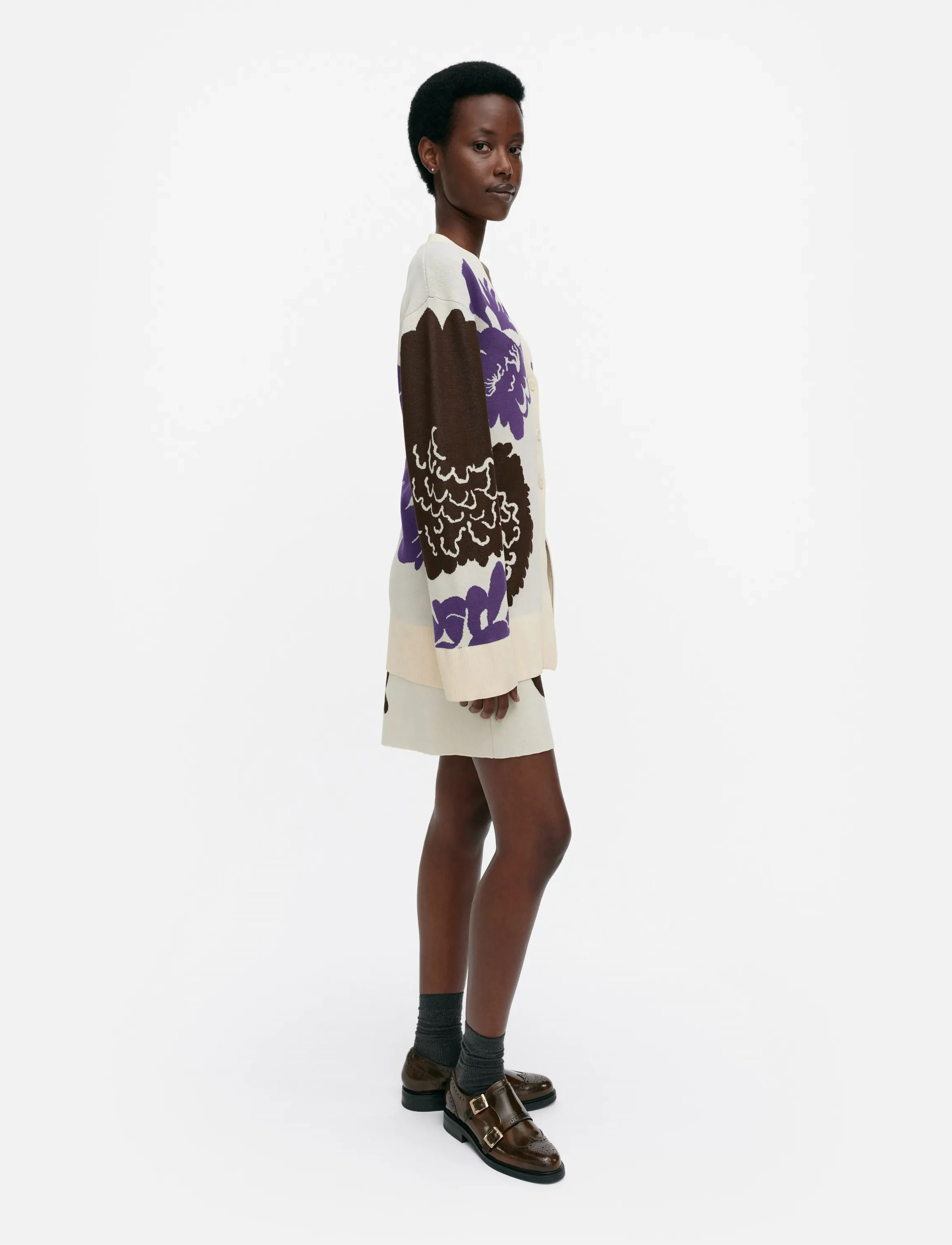 Marimekko - LUMOAVA PIONI - kardiganid - light beige, brown, violet - 4