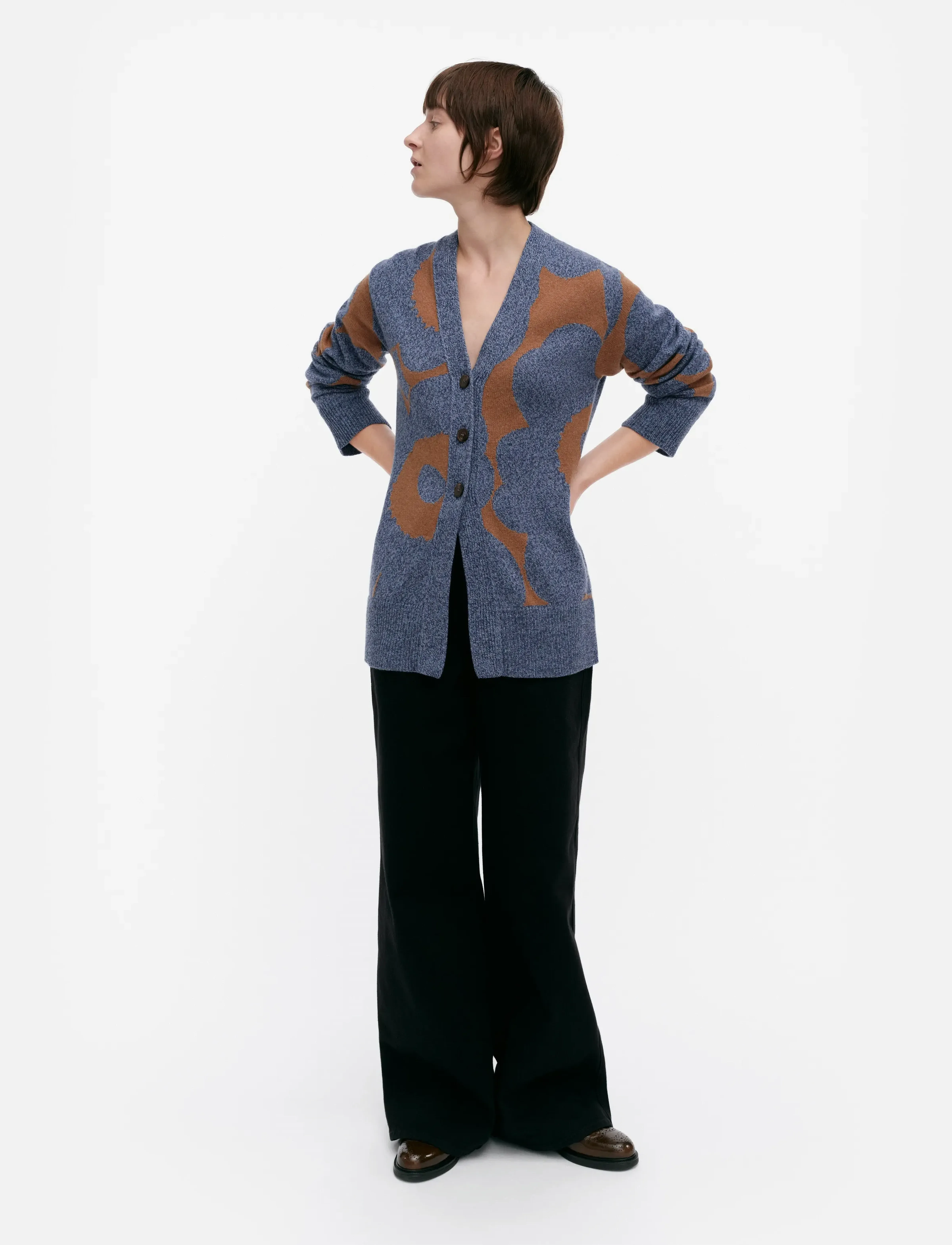 Marimekko Kumma Unikko, XL, Blue, Strik > Cardigans, Dame