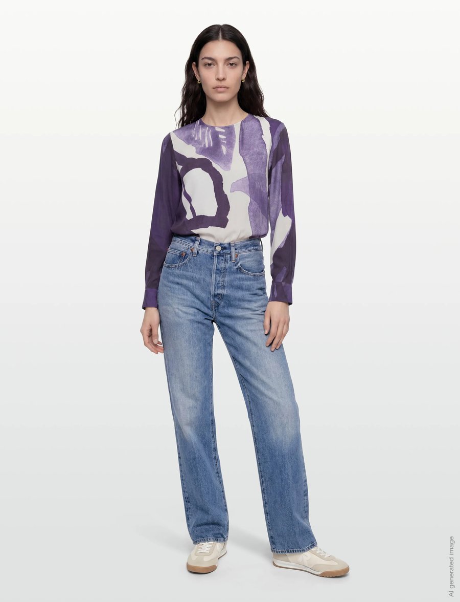 Marimekko - KOVERTAA KYLMÄNKUKKA - blouses à manches longues - violet, off white - 0