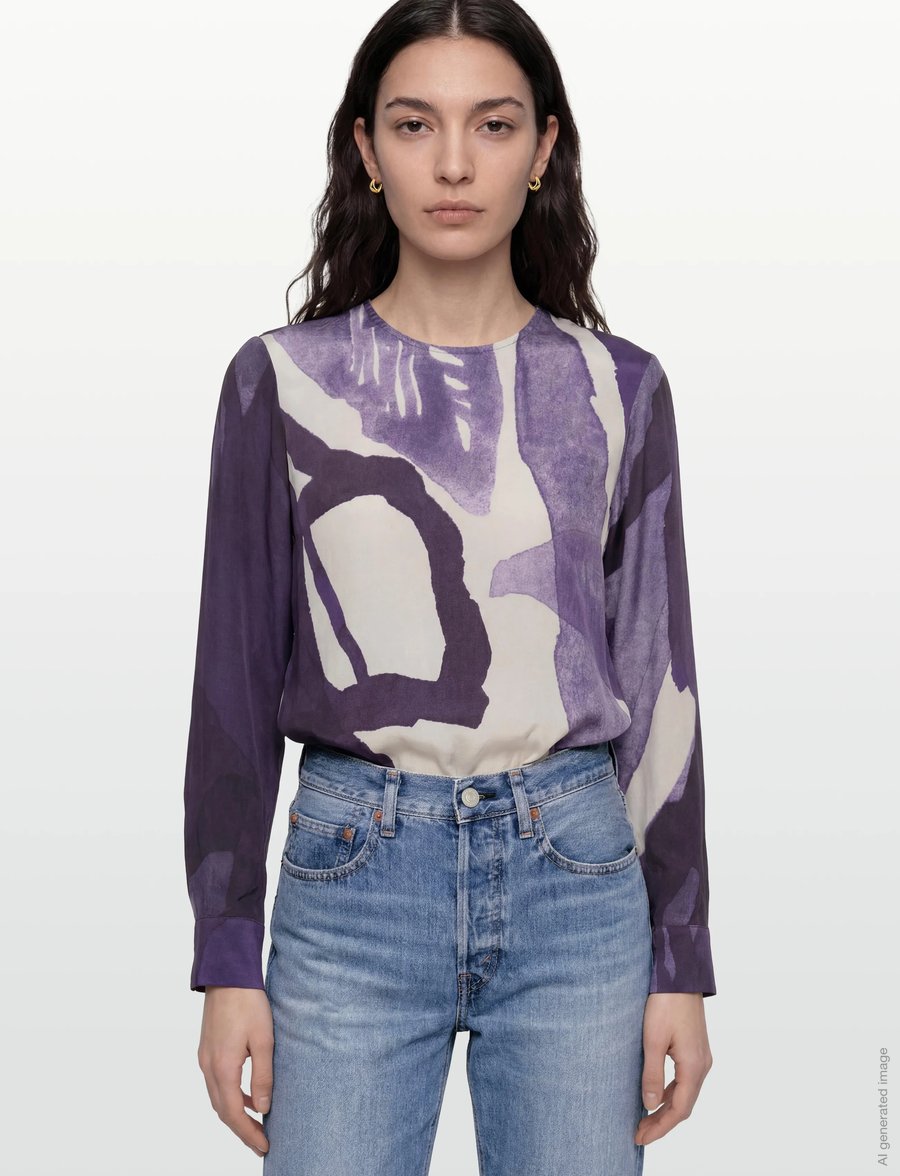Marimekko - KOVERTAA KYLMÄNKUKKA - blouses à manches longues - violet, off white - 5