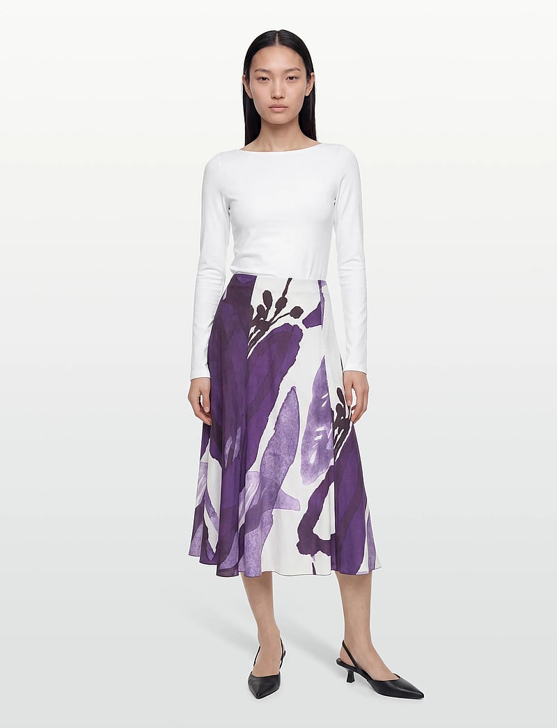 Marimekko - MUOVAUS KYLMÄNKUKKA - midi skirts - violet, off white - 0