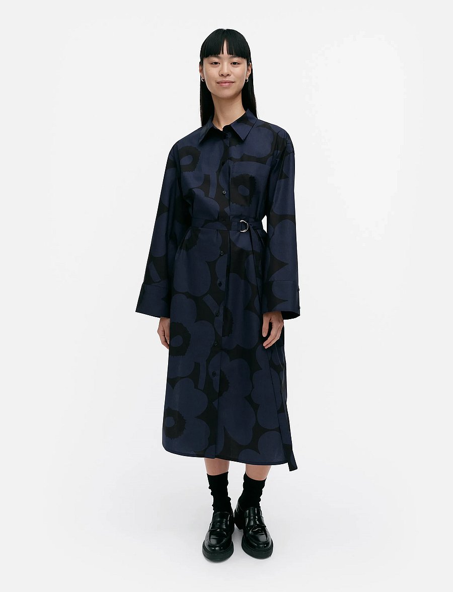 Marimekko - JÄLKI UNIKKO - hemdkleider - black, dark blue - 0