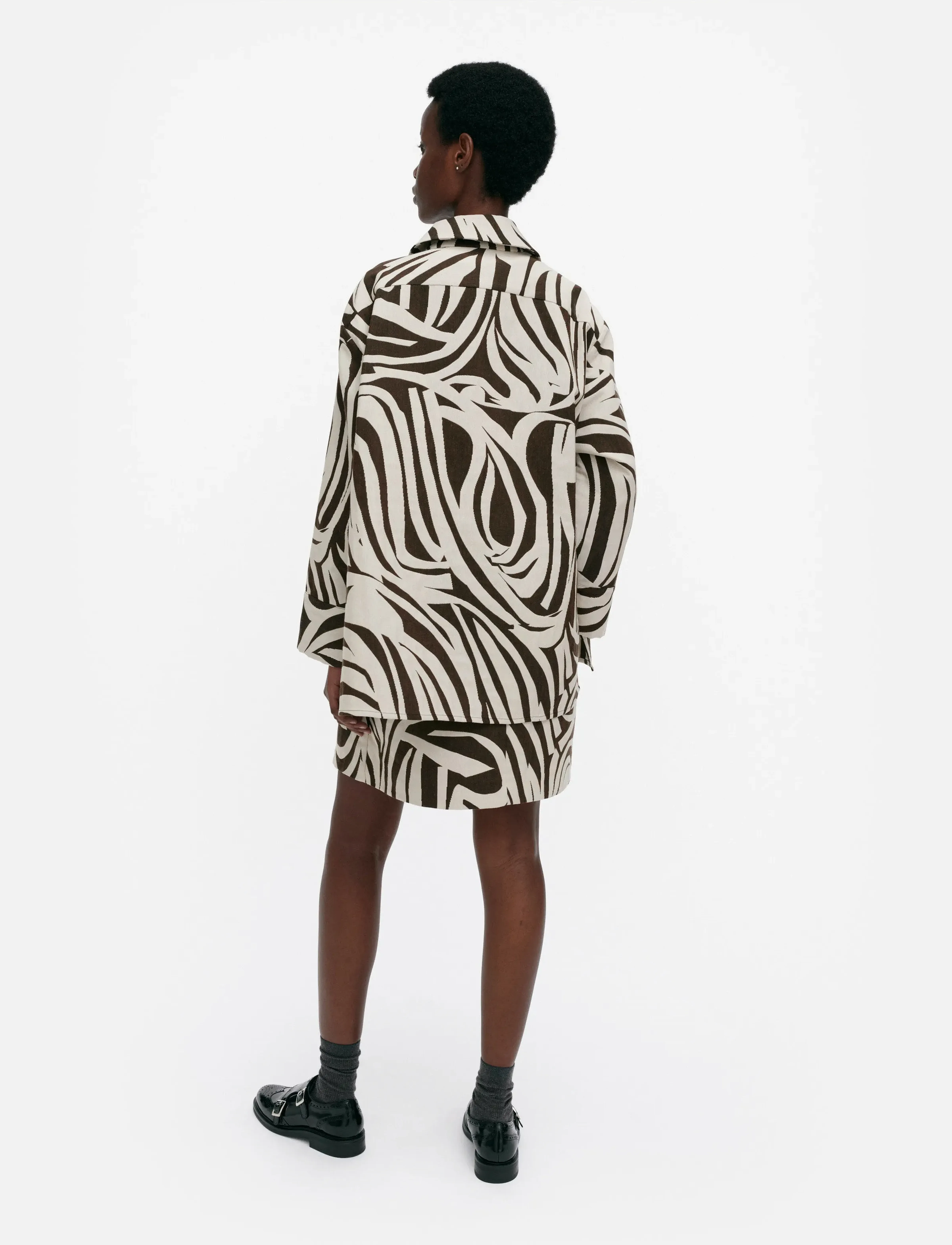Marimekko - RAKENNE JOKURAITA - džinsa krekli - light beige, dark brown - 5