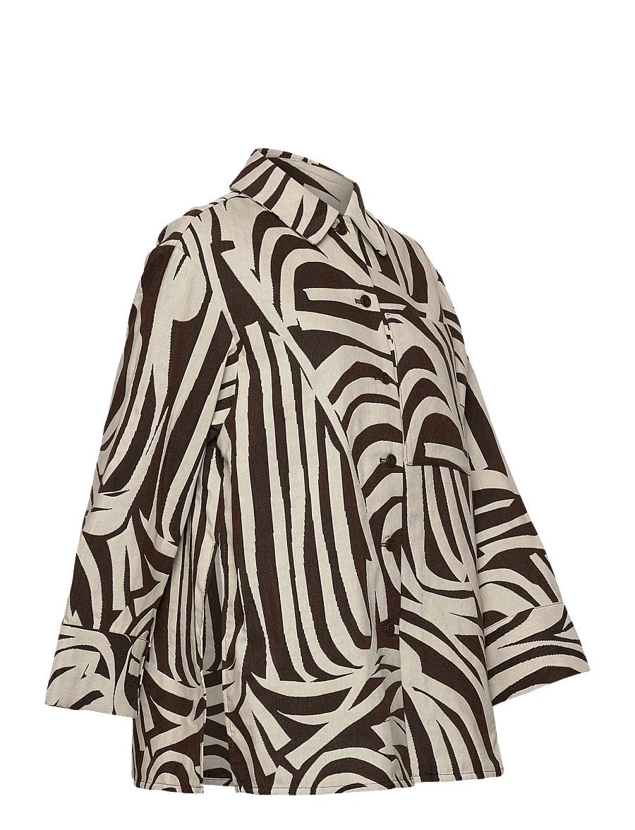 Marimekko - RAKENNE JOKURAITA - džinsa krekli - light beige, dark brown - 4