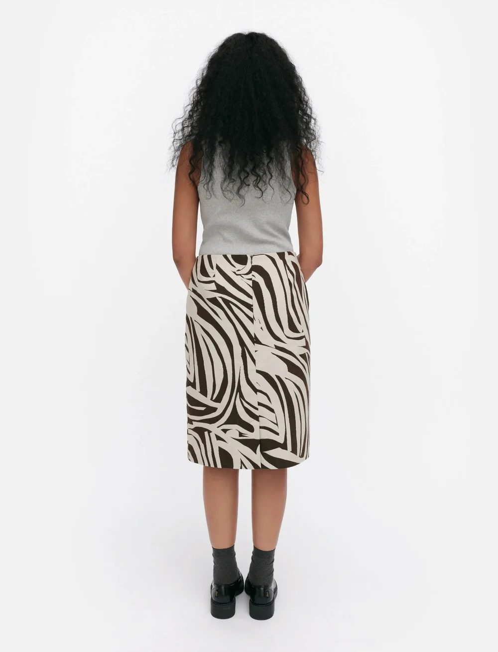 Marimekko - VALAA JOKURAITA - jupes midi - light beige, dark brown - 3