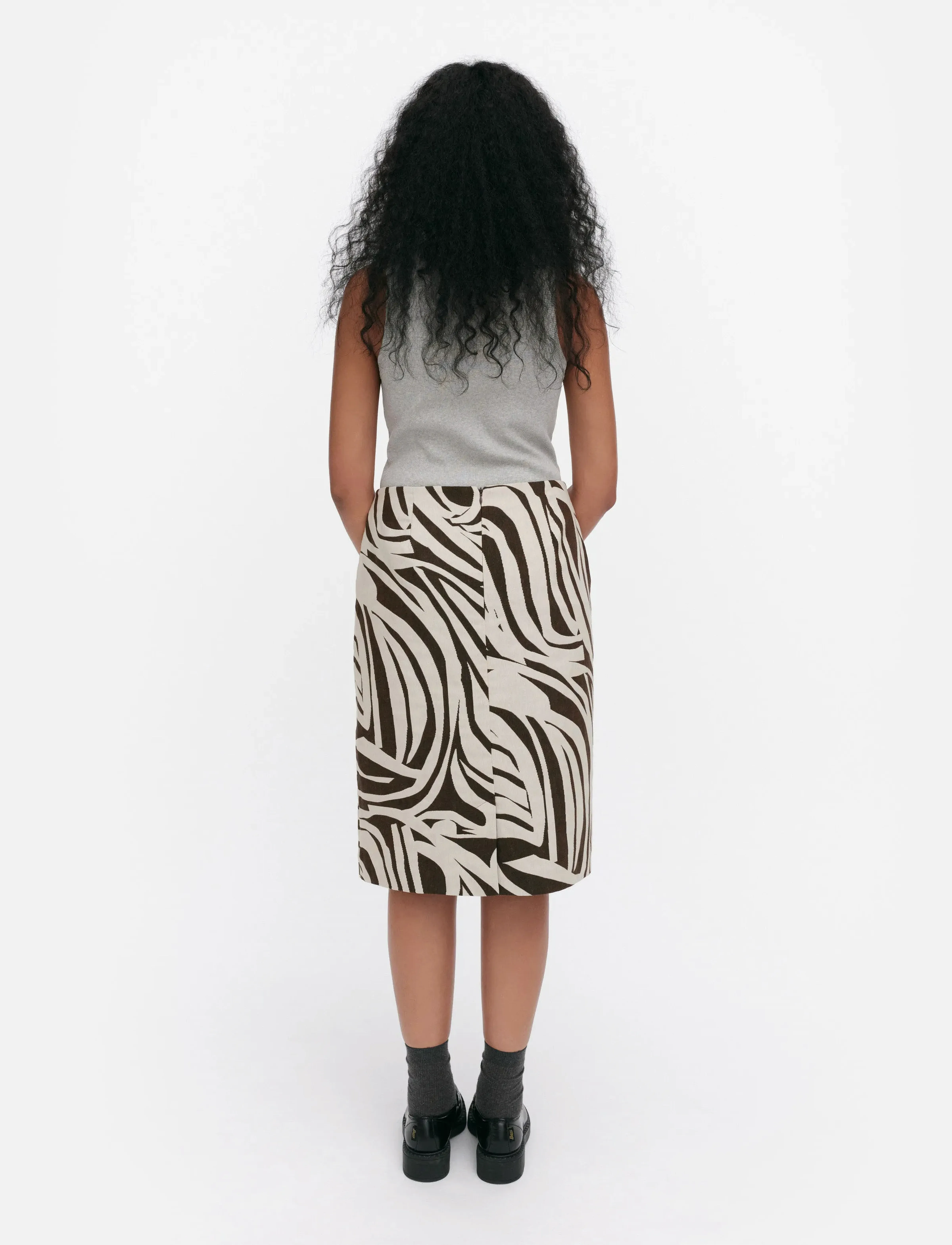Marimekko - VALAA JOKURAITA - midi skirts - light beige, dark brown - 3