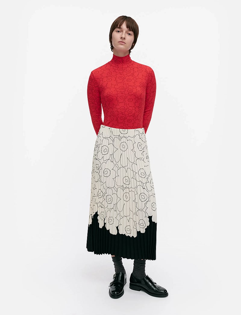 Marimekko - PIIRU PIIRTO UNIKKO PLACEMENT - faltenröcke - black, off white - 0