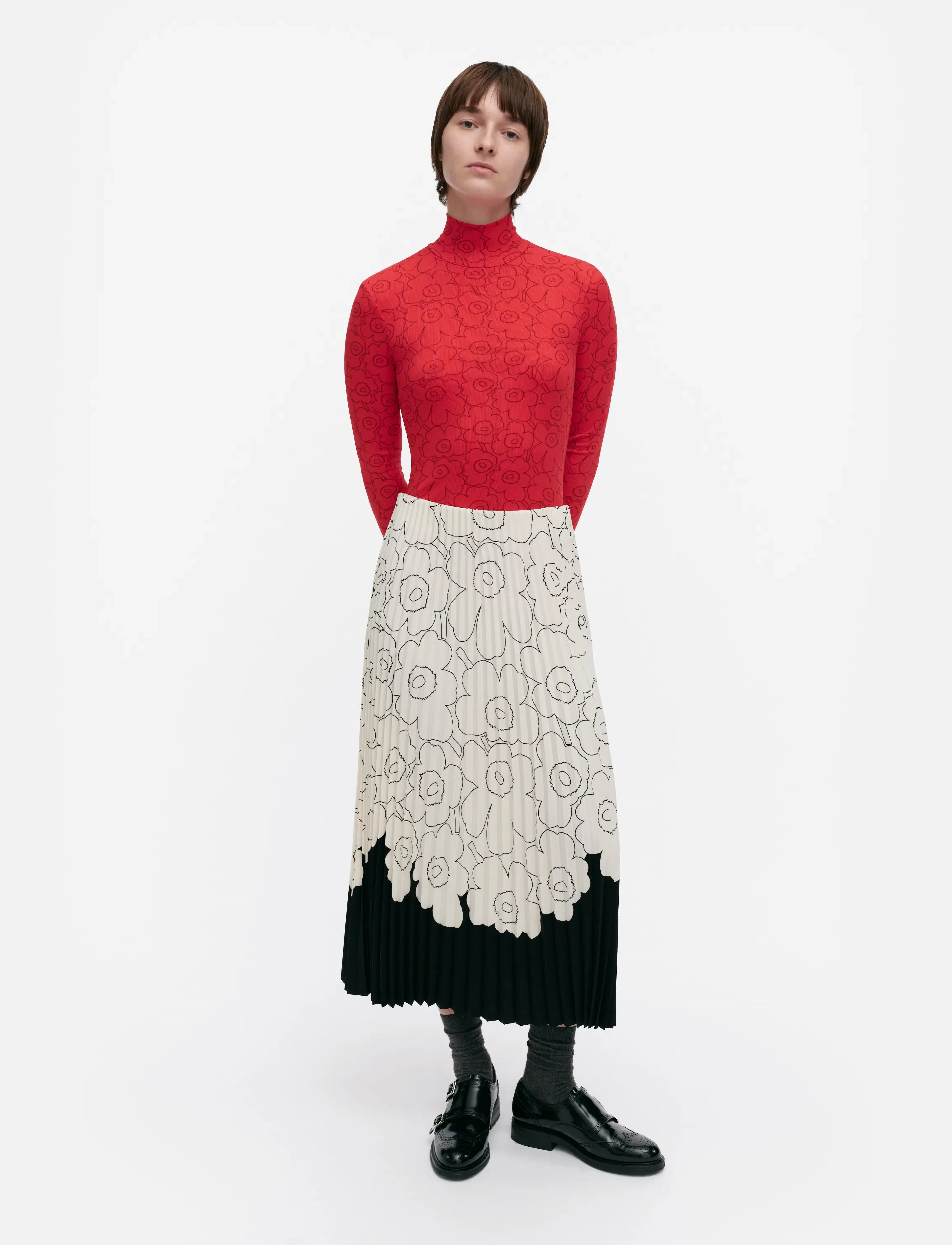 Marimekko PIIRU PIIRTO UNIKKO PLACEMENT - Röcke - BLACK, OFF WHITE / cream