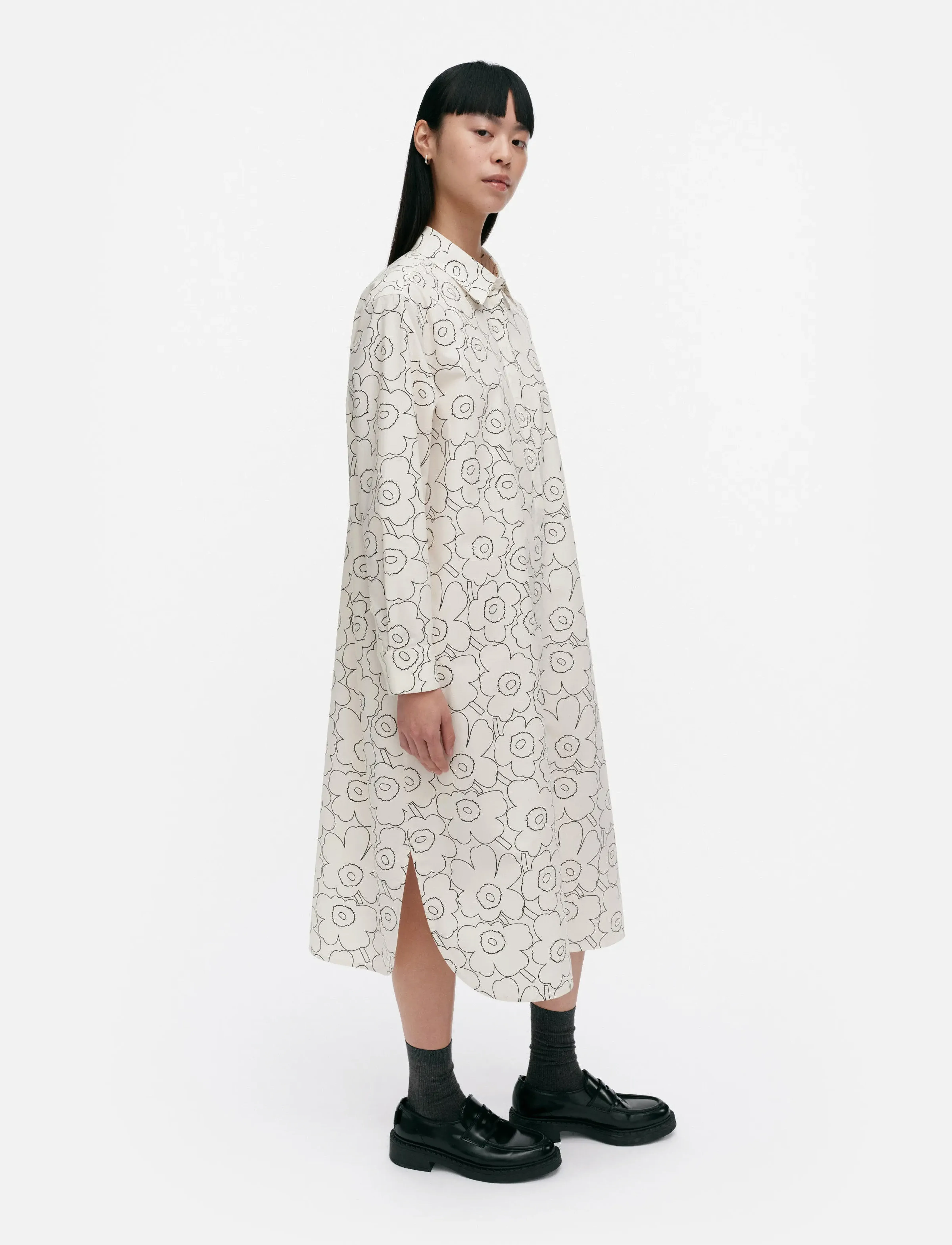 Marimekko - RUNOELMA PIIRTO UNIKKO - skjortekjoler - off white, black - 4