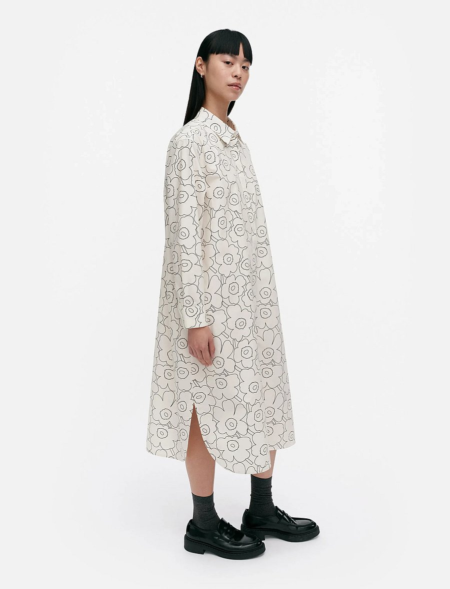 Marimekko - RUNOELMA PIIRTO UNIKKO - skjortekjoler - off white, black - 4