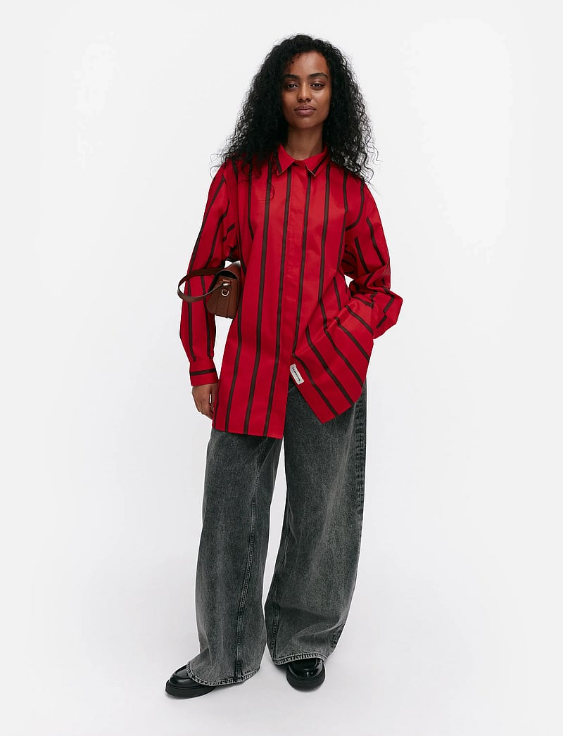 Marimekko - RUOSTE PUHVELI - pikkade varrukatega särgid - red, dark brown - 0