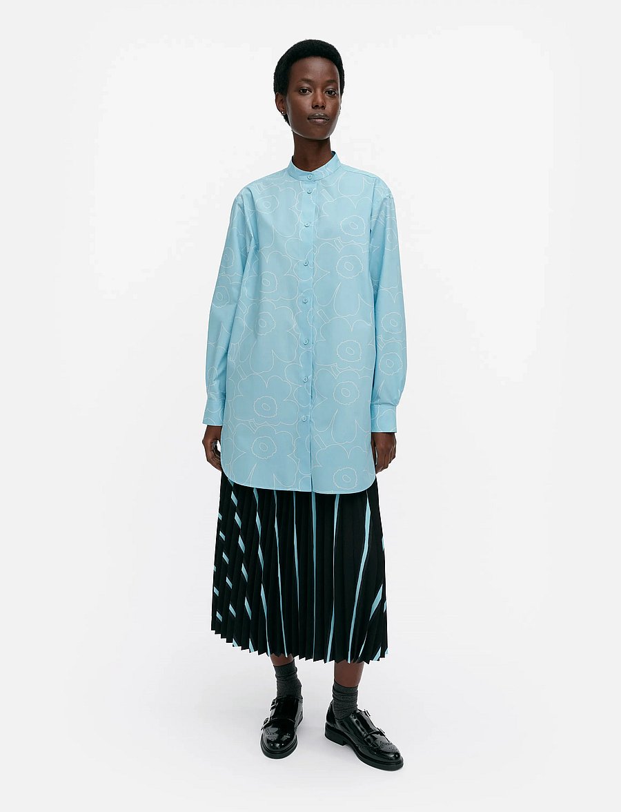 Marimekko - ROHKEA PIIRTO UNIKKO - langerma skyrtur - blue, off white - 0
