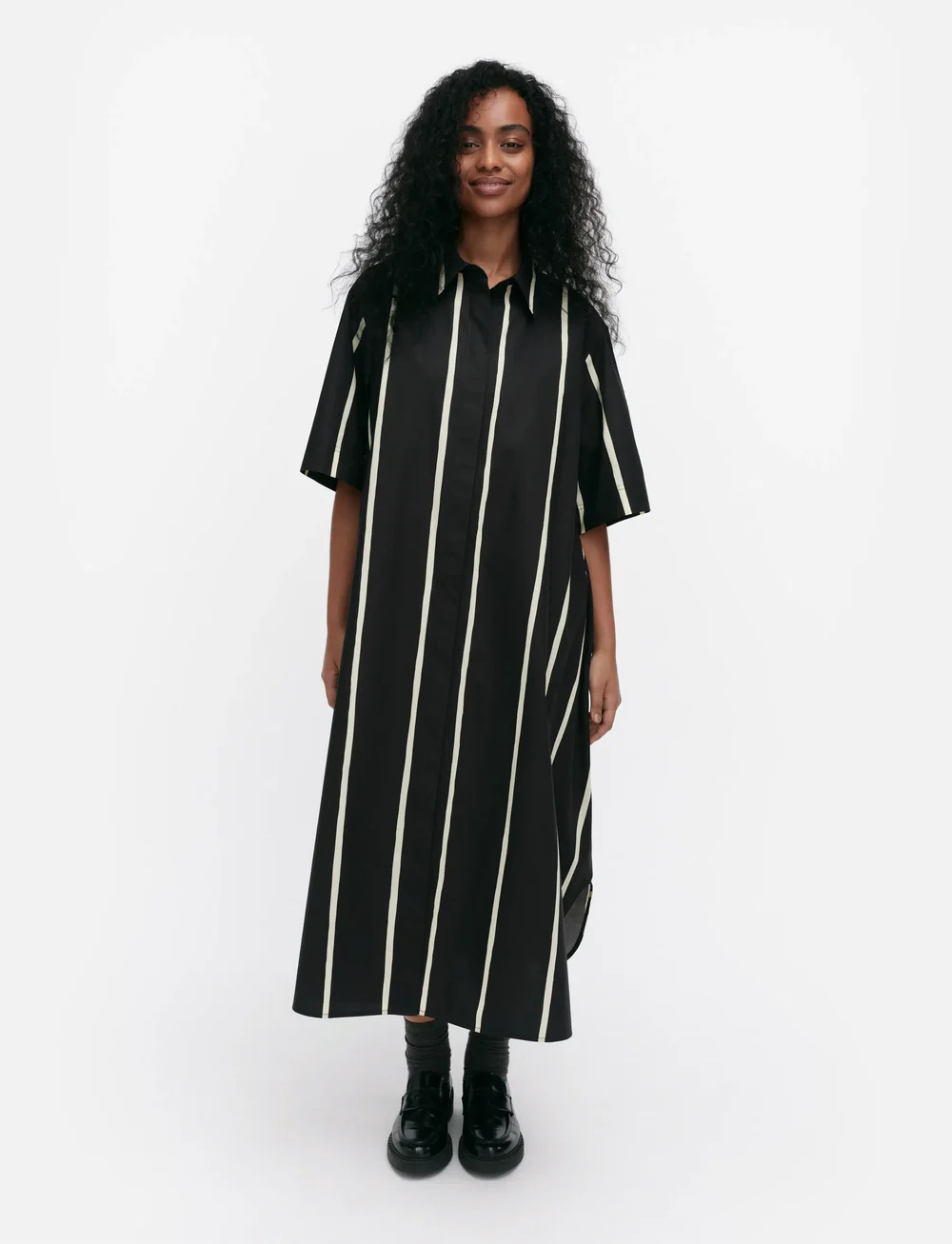 Marimekko - PAPERI PUHVELI - hemdkleider - black, light yellow - 0