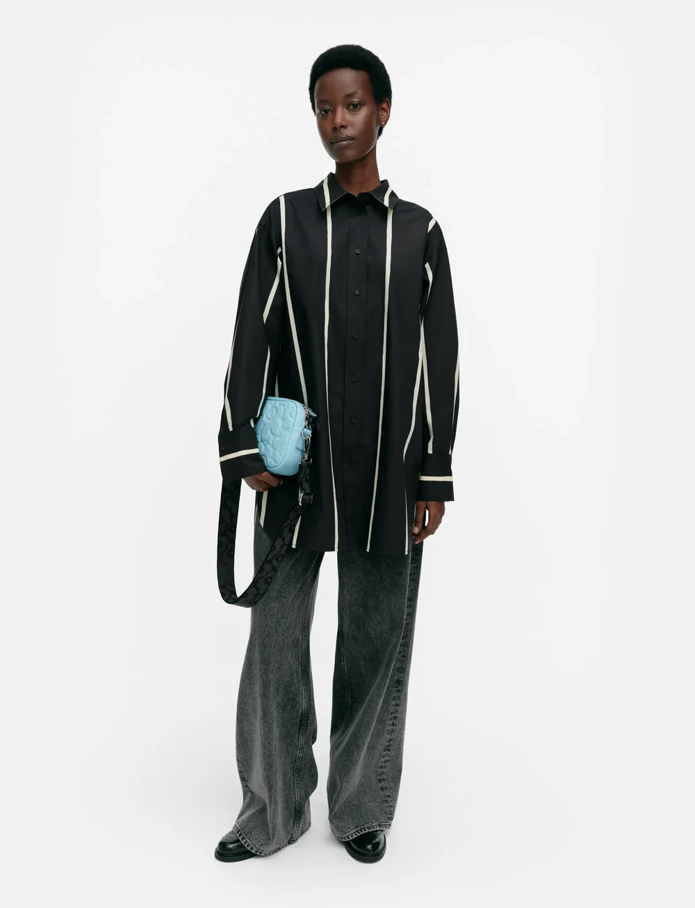 Marimekko - NILA PUHVELI - langärmlige hemden - black, light yellow - 0