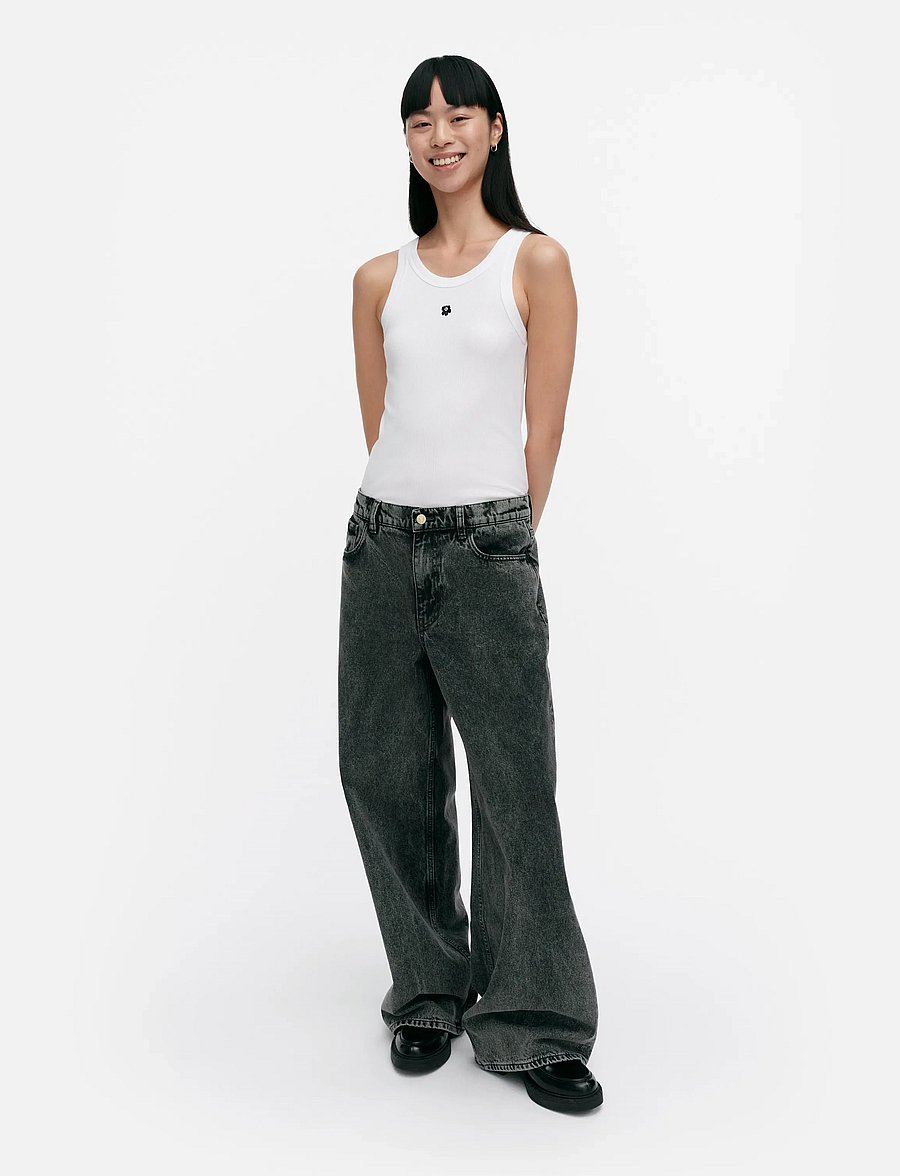 Marimekko - MARIDENIM LOOSE L - hosen mit weitem bein - light grey - 0