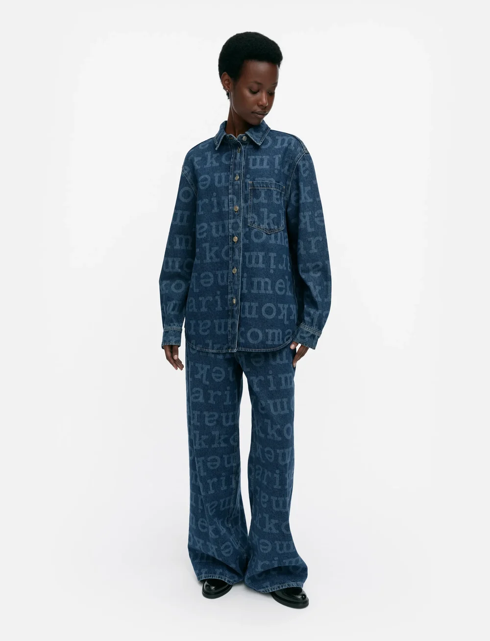 Marimekko - MARIDENIM VAIHE LOGO - jeansskjortor - mid indigo - 0