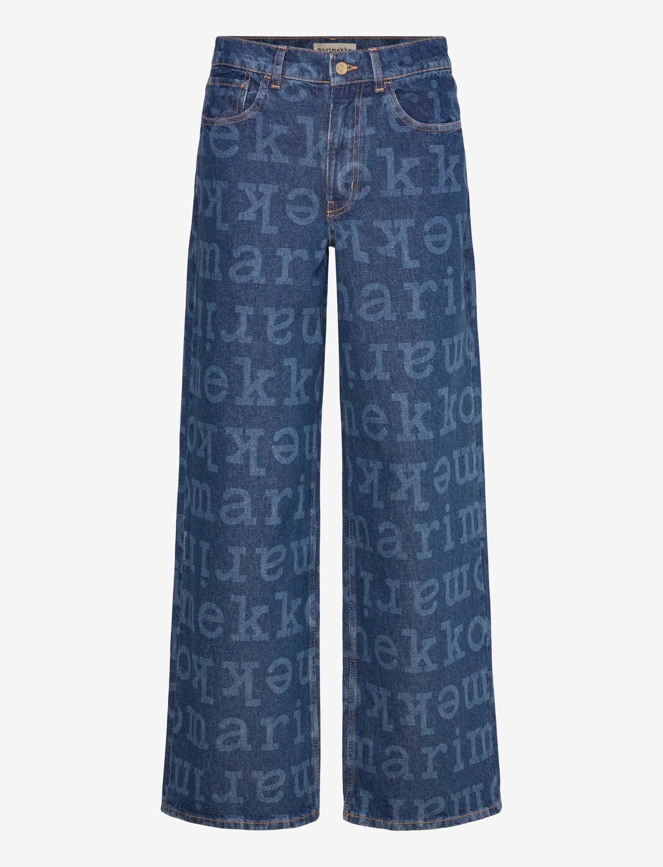 Marimekko - MARIDENIM LOOSE LOGO - hosen mit weitem bein - mid indigo - 1