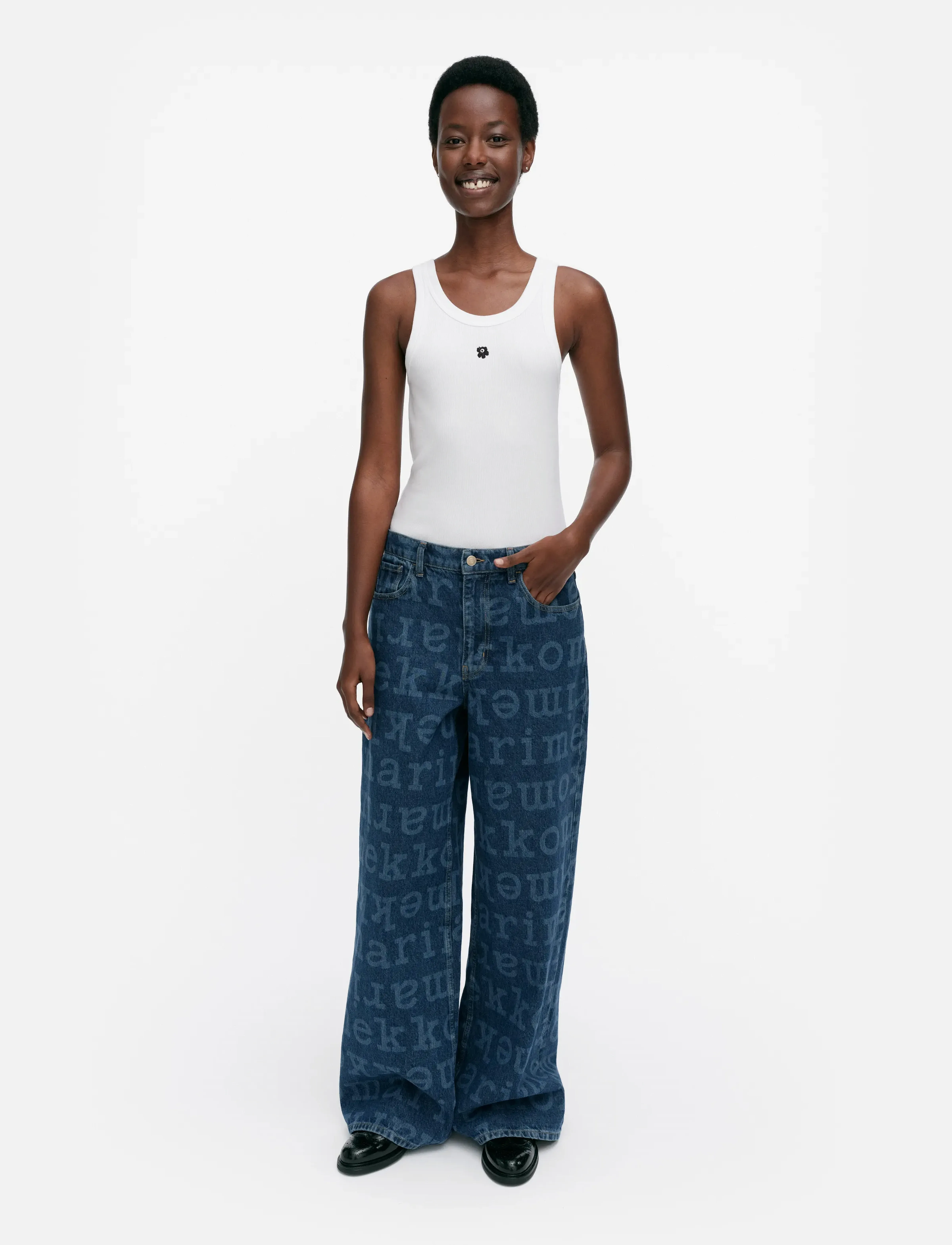 Marimekko MARIDENIM LOOSE LOGO - Tøj - MID INDIGO / blue