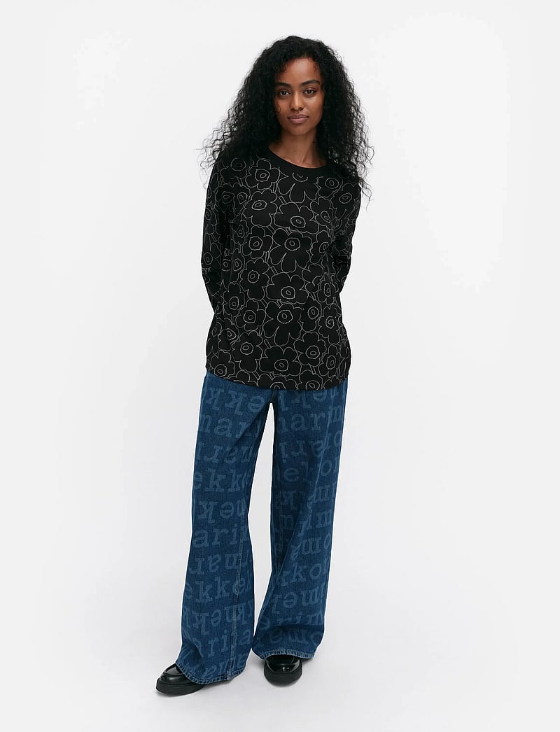 Marimekko - SEKUNTI PIIRTO UNIKKO - långärmade toppar - black, grey - 0