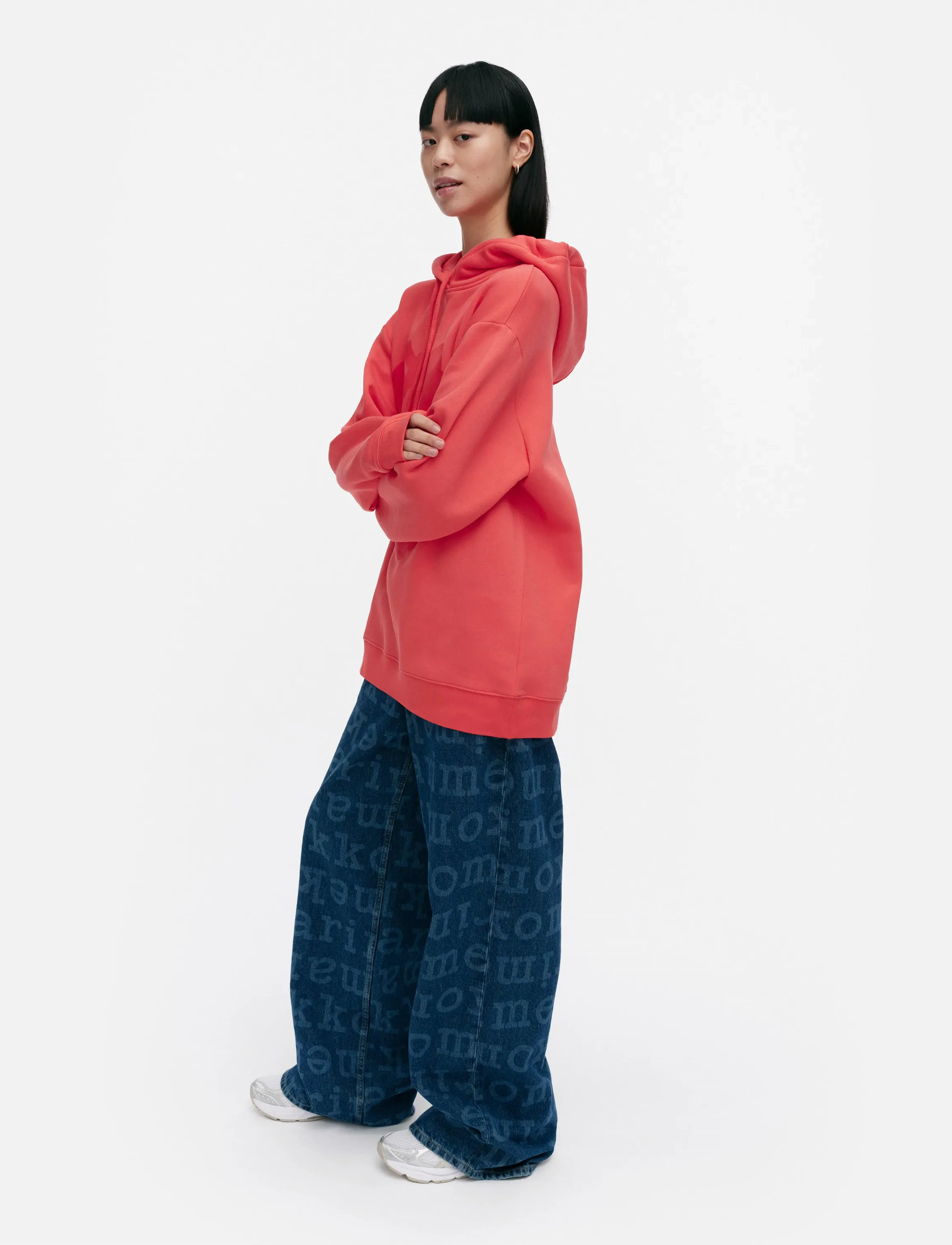 Marimekko Runoja Unikko Placement, S, Sweatshirts & Hoodies, Rot - Frauen