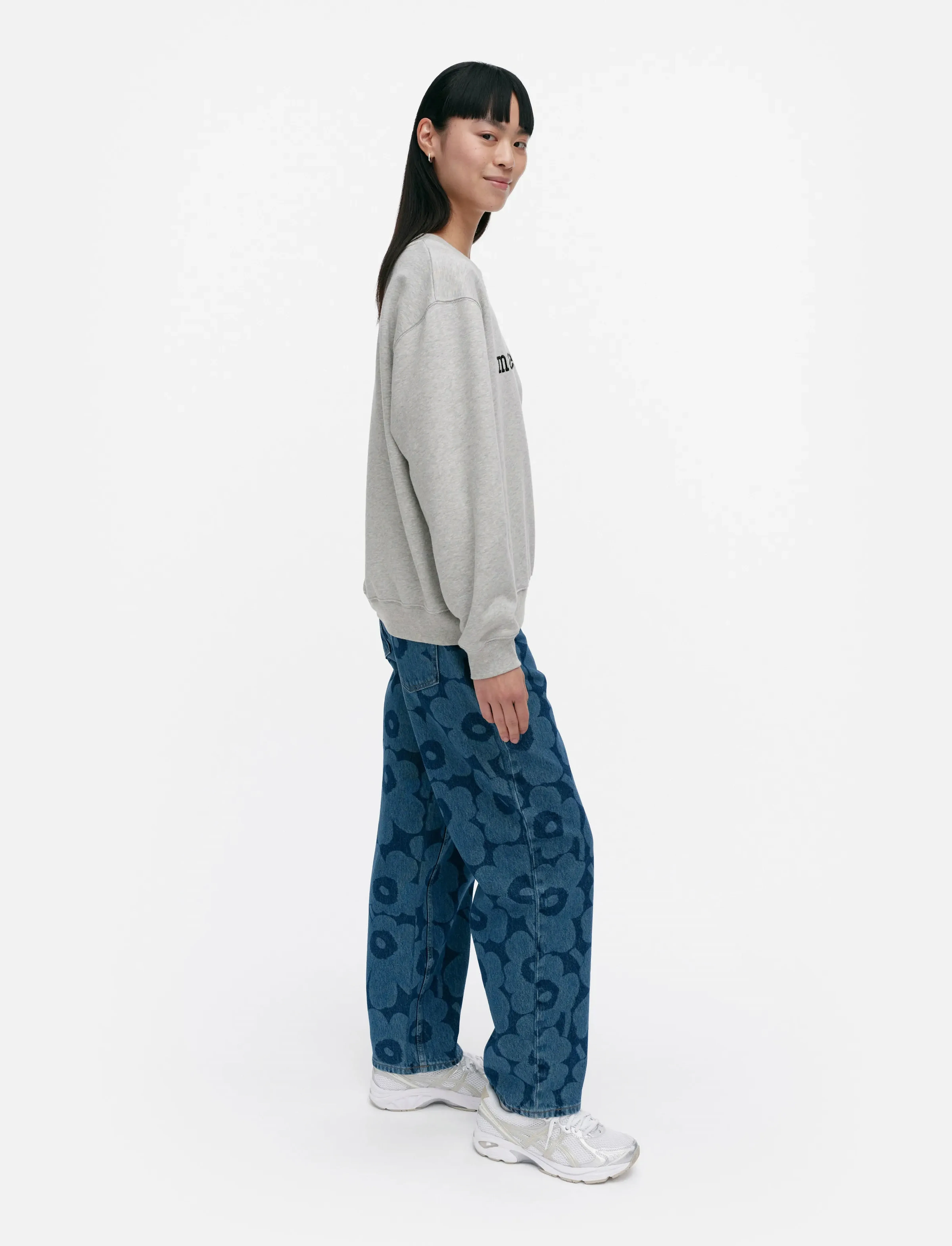 Marimekko Leiot Logo Placement, Kvinder, Logo Sweatshirt, Grå, Str: S