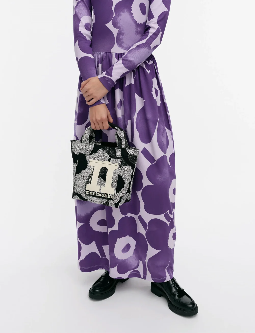 Marimekko - MONO MINI TOTE UNIKKO - tote bags - black, white - 0