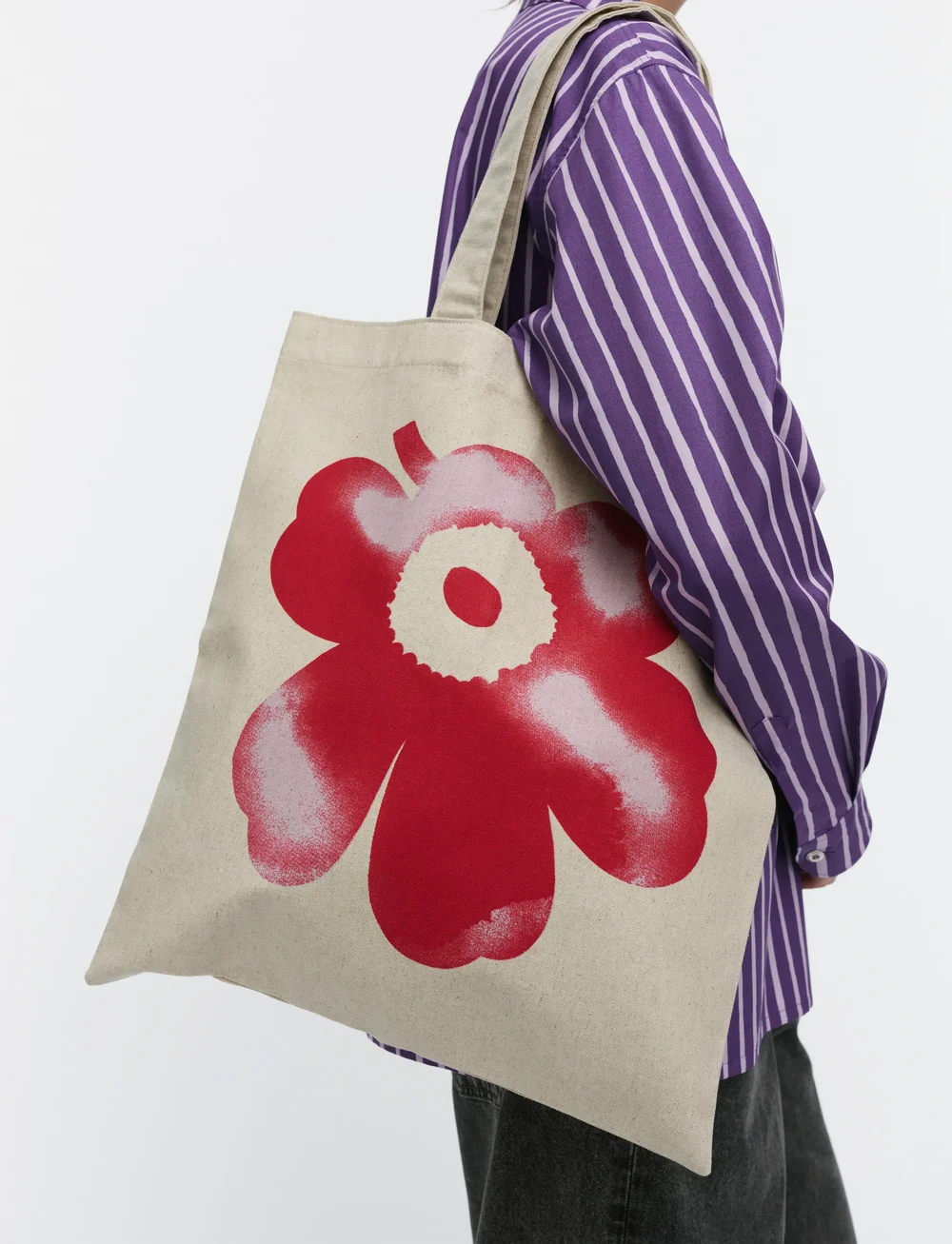 Marimekko - VANKKA AKVARELLI UNIKKO PLCMT - tote-stiilis kotid - lilac, red, off white - 0
