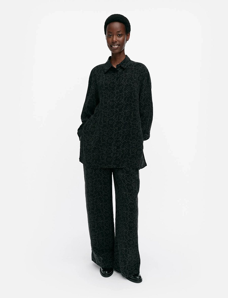Marimekko - RUNSAS PIIRTO UNIKKO - langärmlige hemden - black, dark grey - 0