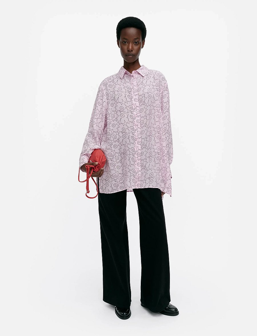 Marimekko - RUNSAS PIIRTO UNIKKO - langærmede skjorter - light pink, wine red - 0