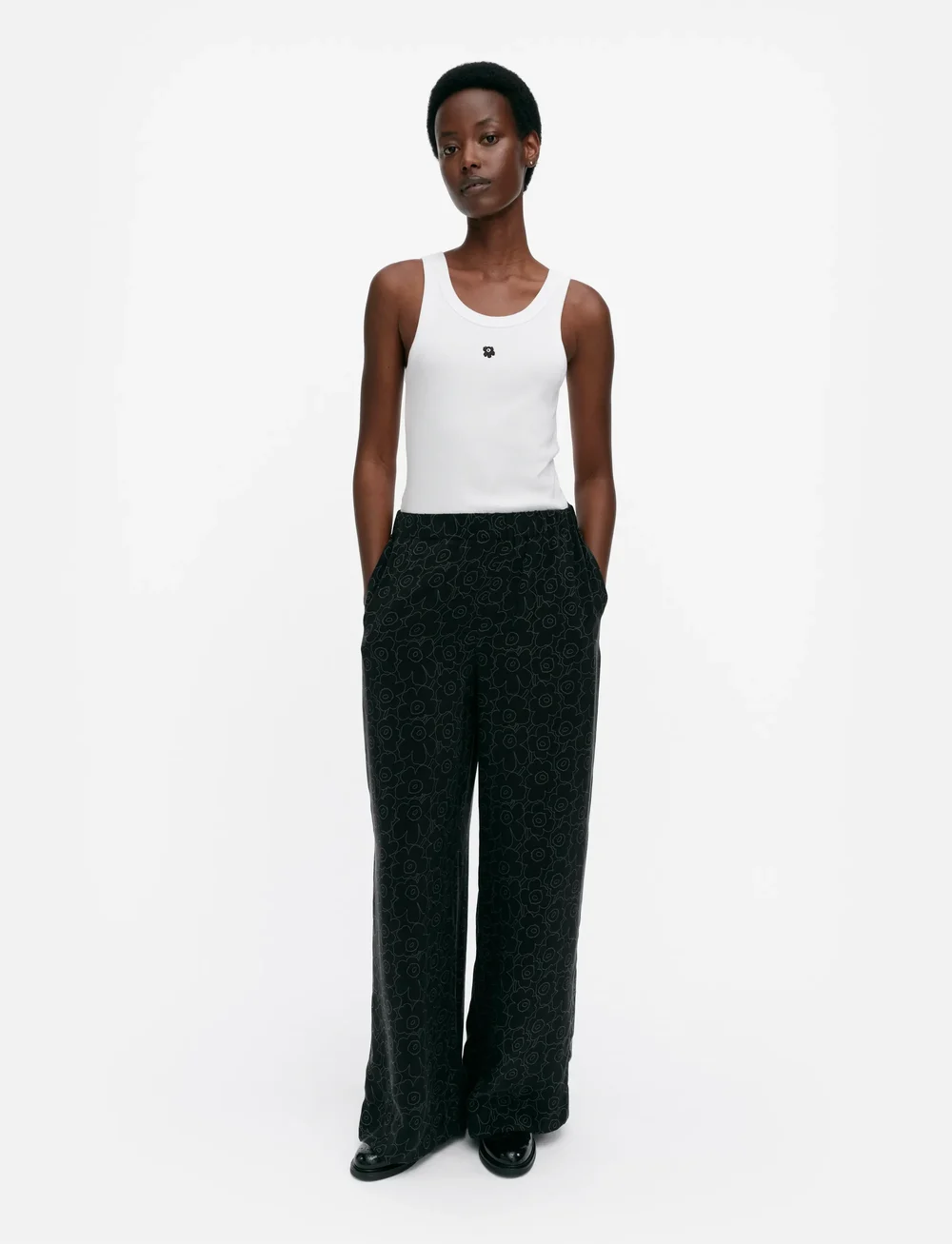 Marimekko - OANET PIIRTO UNIKKO - straight leg hosen - black, dark grey - 0