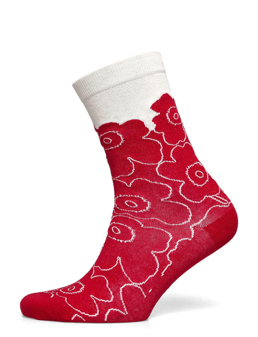 Marimekko - LINJAUS PIIRTO UNIKKO - paprastos kojinės - red, off white - 0
