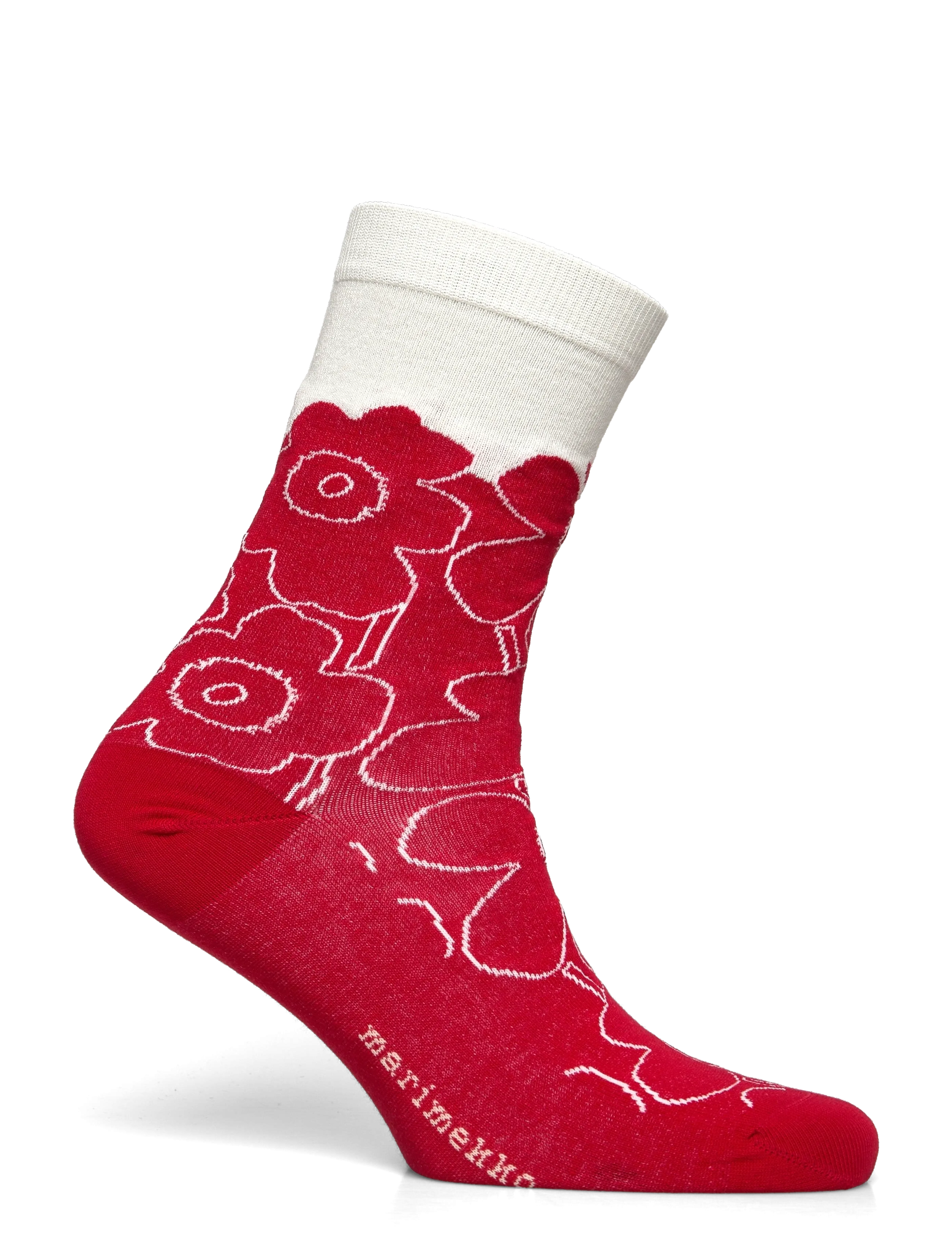 Marimekko - LINJAUS PIIRTO UNIKKO - vienkāršas zeķes - red, off white - 1