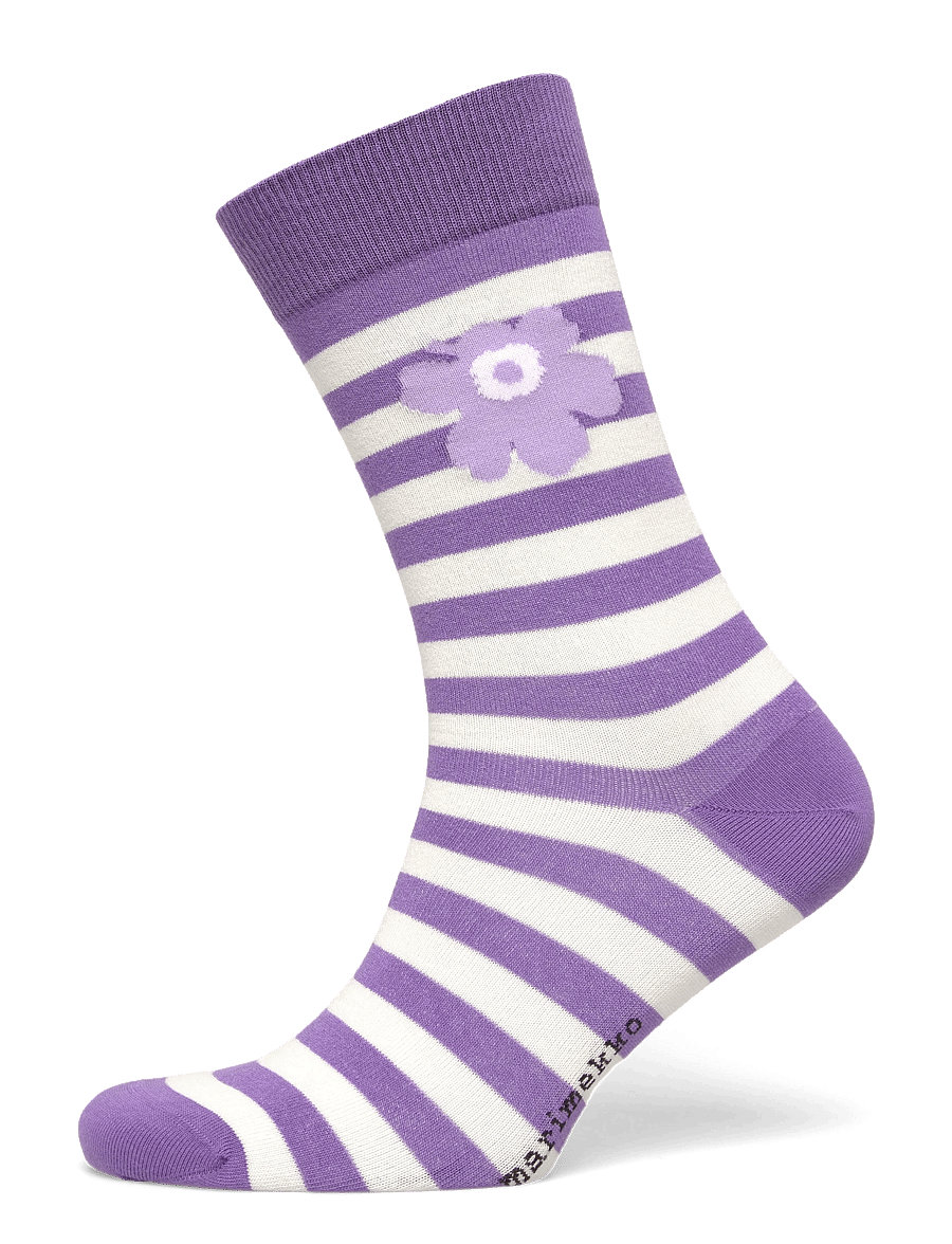 Marimekko - KASVAA TASARAITA UNIKKO - almindelige strømper - purple, off white - 0