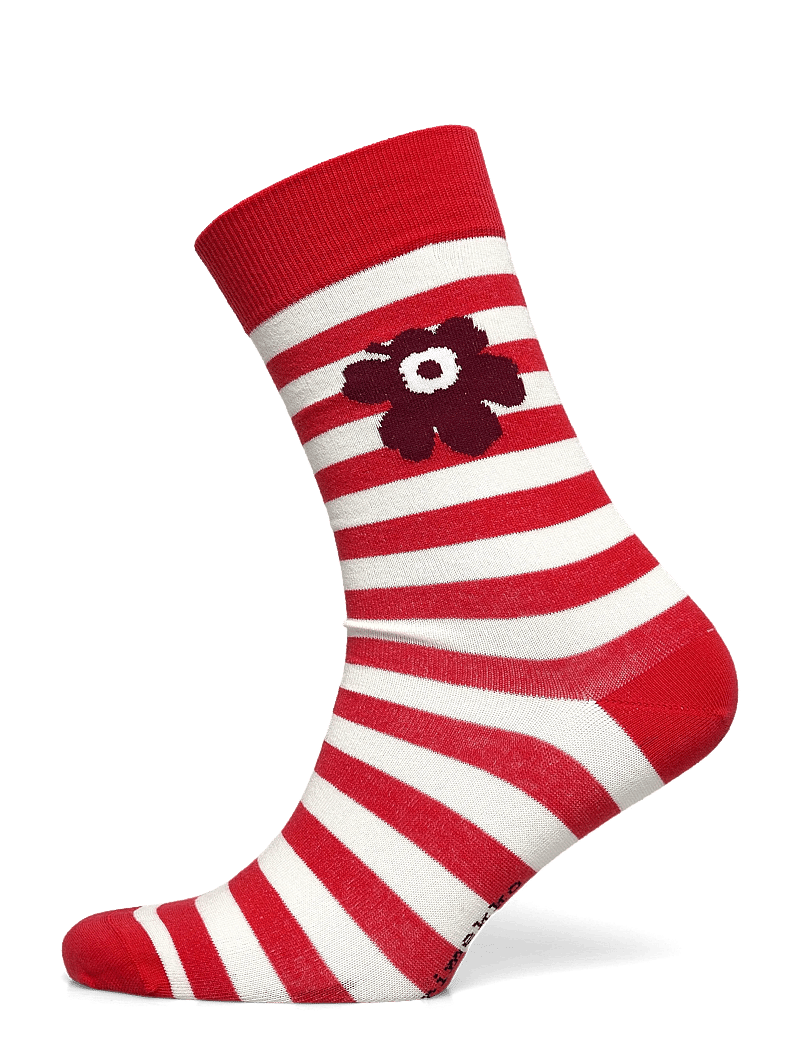 Marimekko - KASVAA TASARAITA UNIKKO - almindelige strømper - red, off white - 0