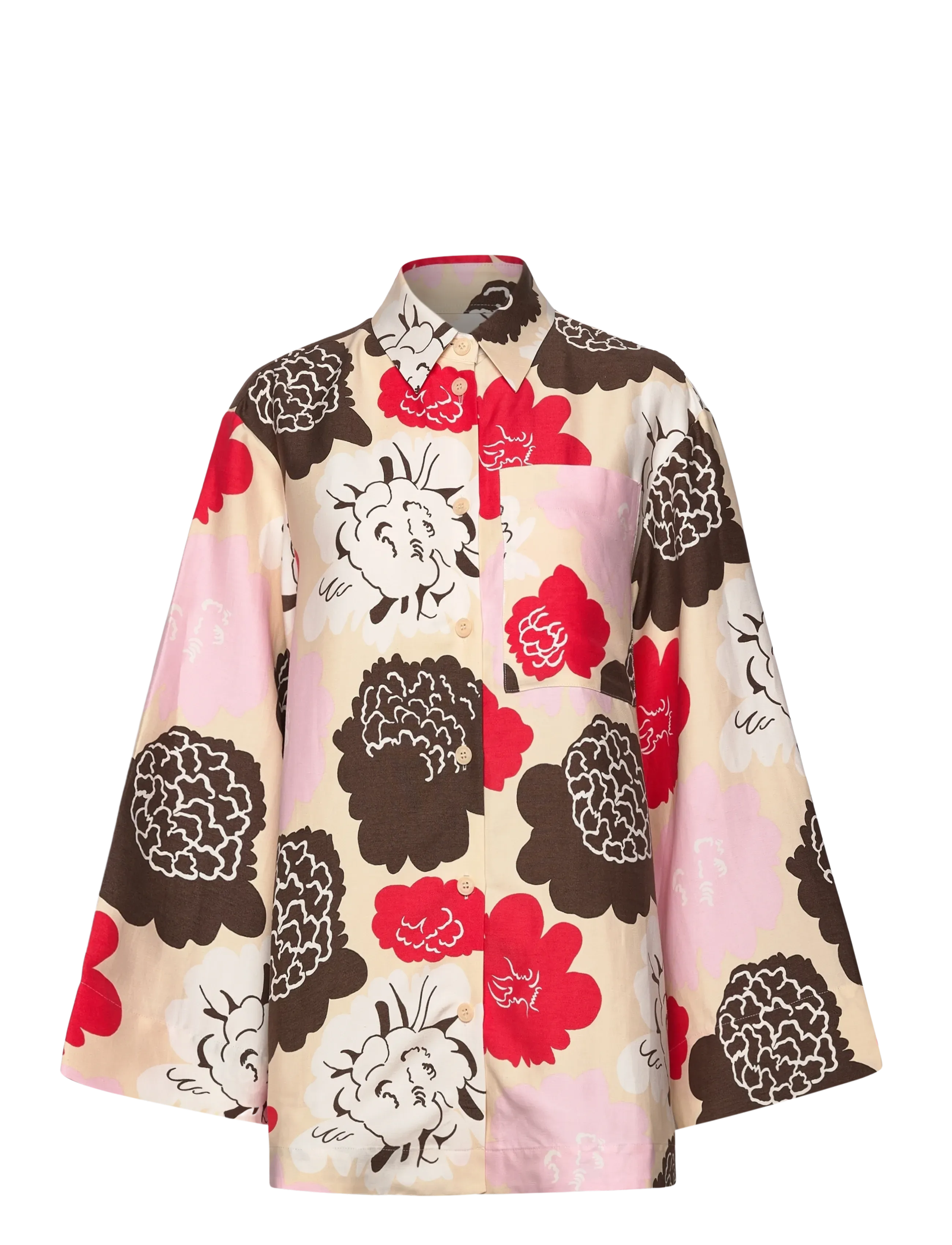 Marimekko - KAMMETA PIONI - teksasärgid - beige, red, light pink, brown - 1