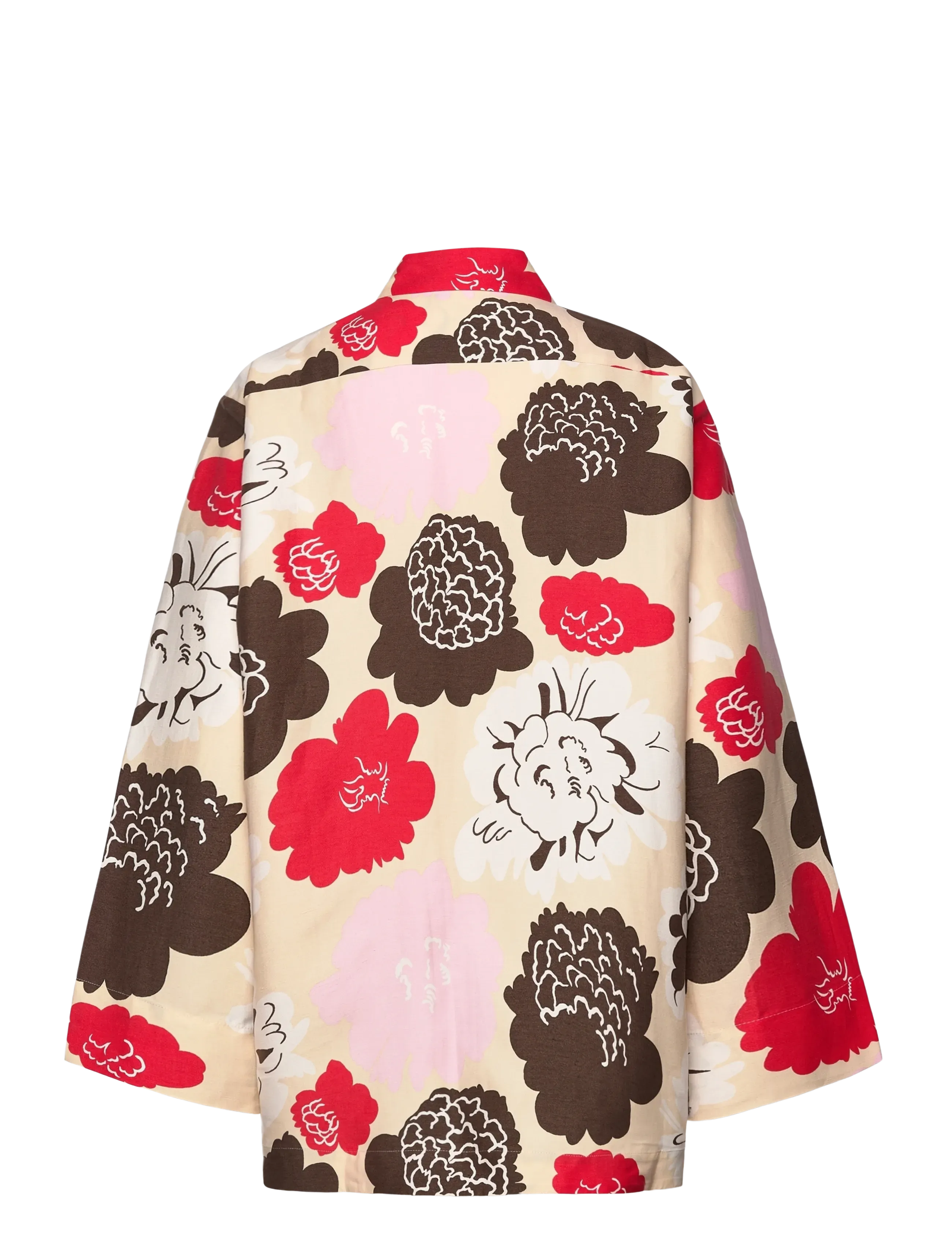 Marimekko - KAMMETA PIONI - long-sleeved shirts - beige, red, light pink, brown - 2