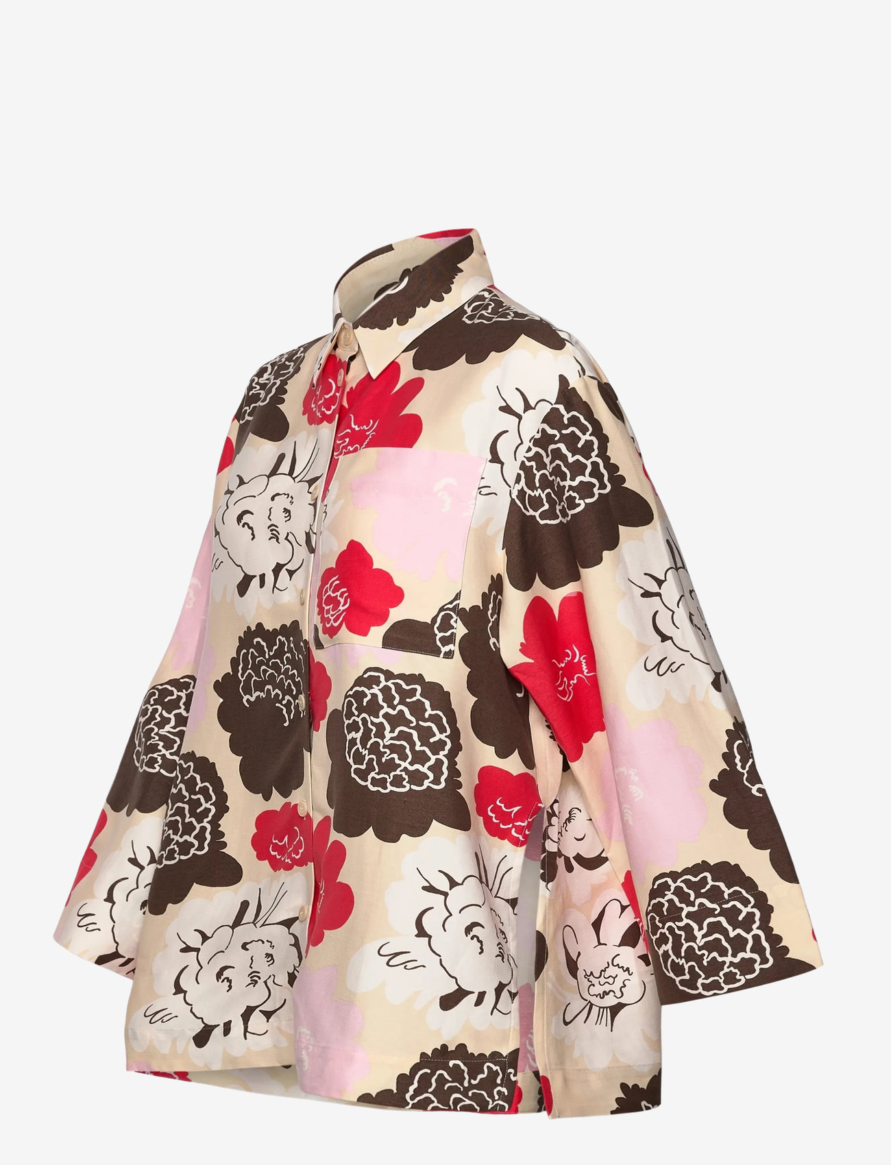 Marimekko - KAMMETA PIONI - jeansskjortor - beige, red, light pink, brown - 3