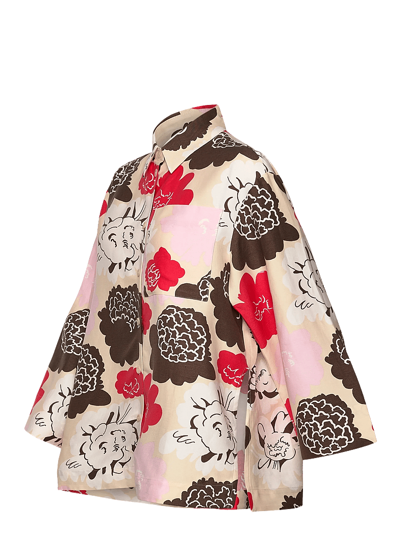 Marimekko - KAMMETA PIONI - chemises en jeans - beige, red, light pink, brown - 3